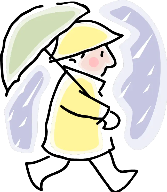 Person in Raincoat with Umbrella