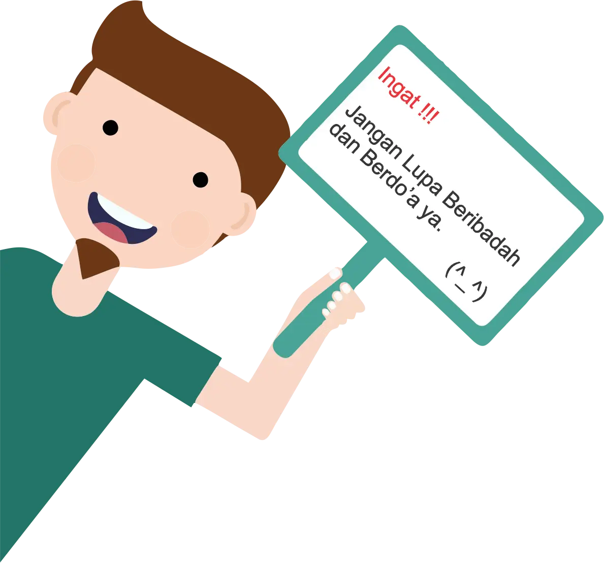 Cartoon Character Holding Reminder Sign