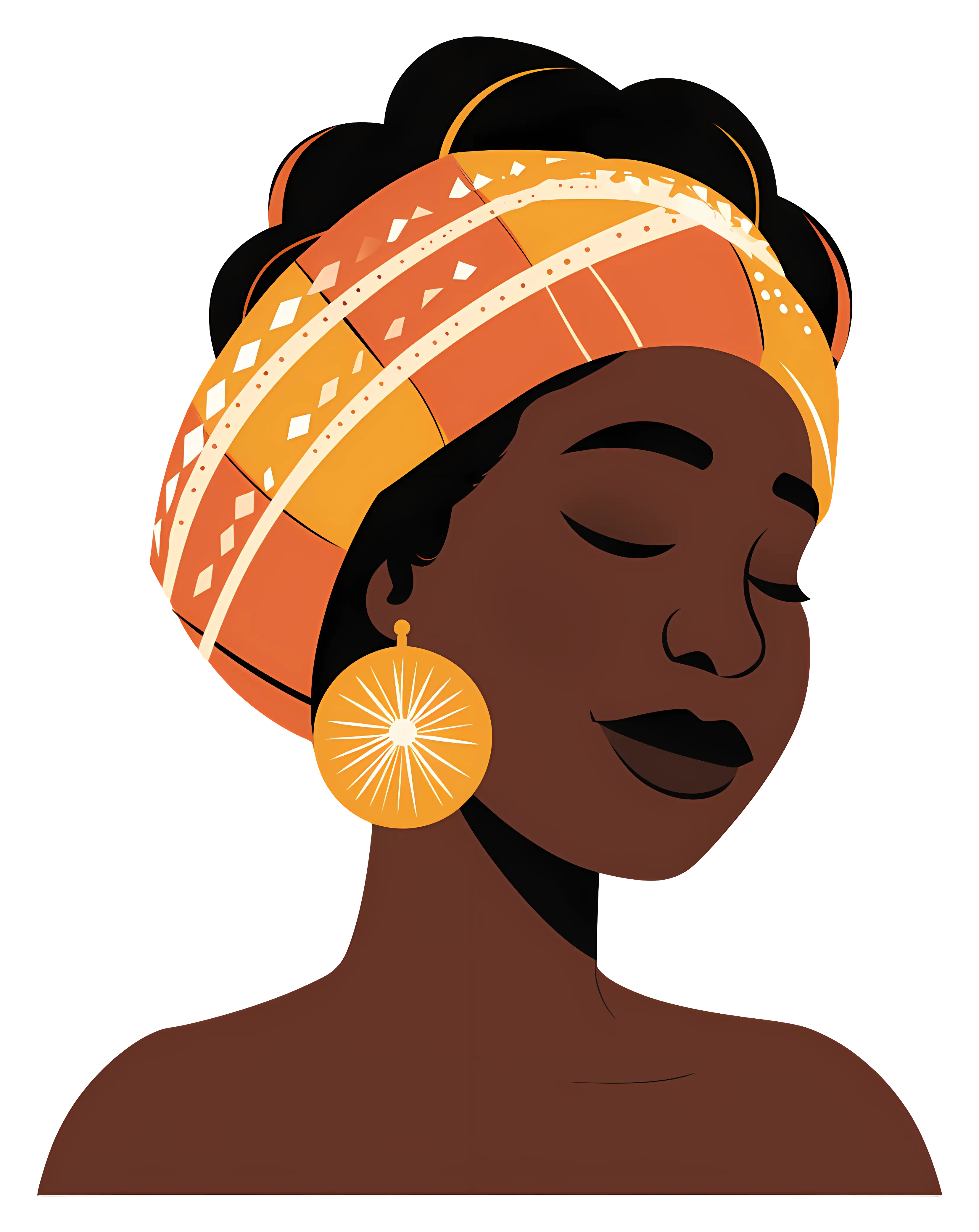 Elegant Woman in Orange Headwrap Illustration