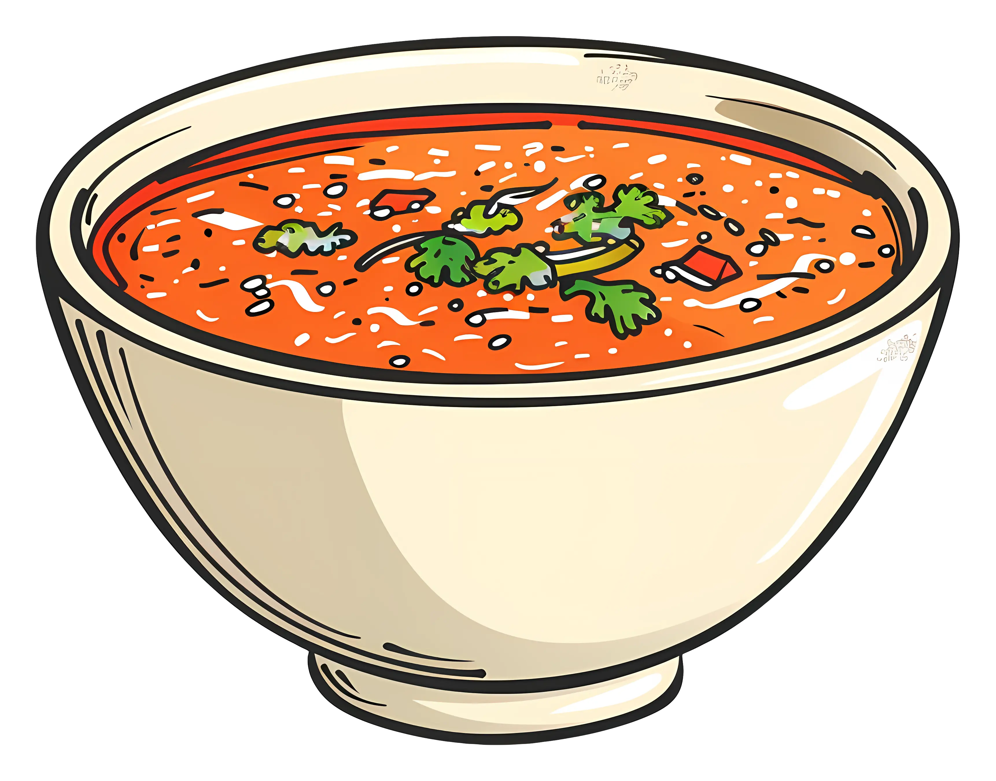 Bowl of Red Tomato Soup with Garnish