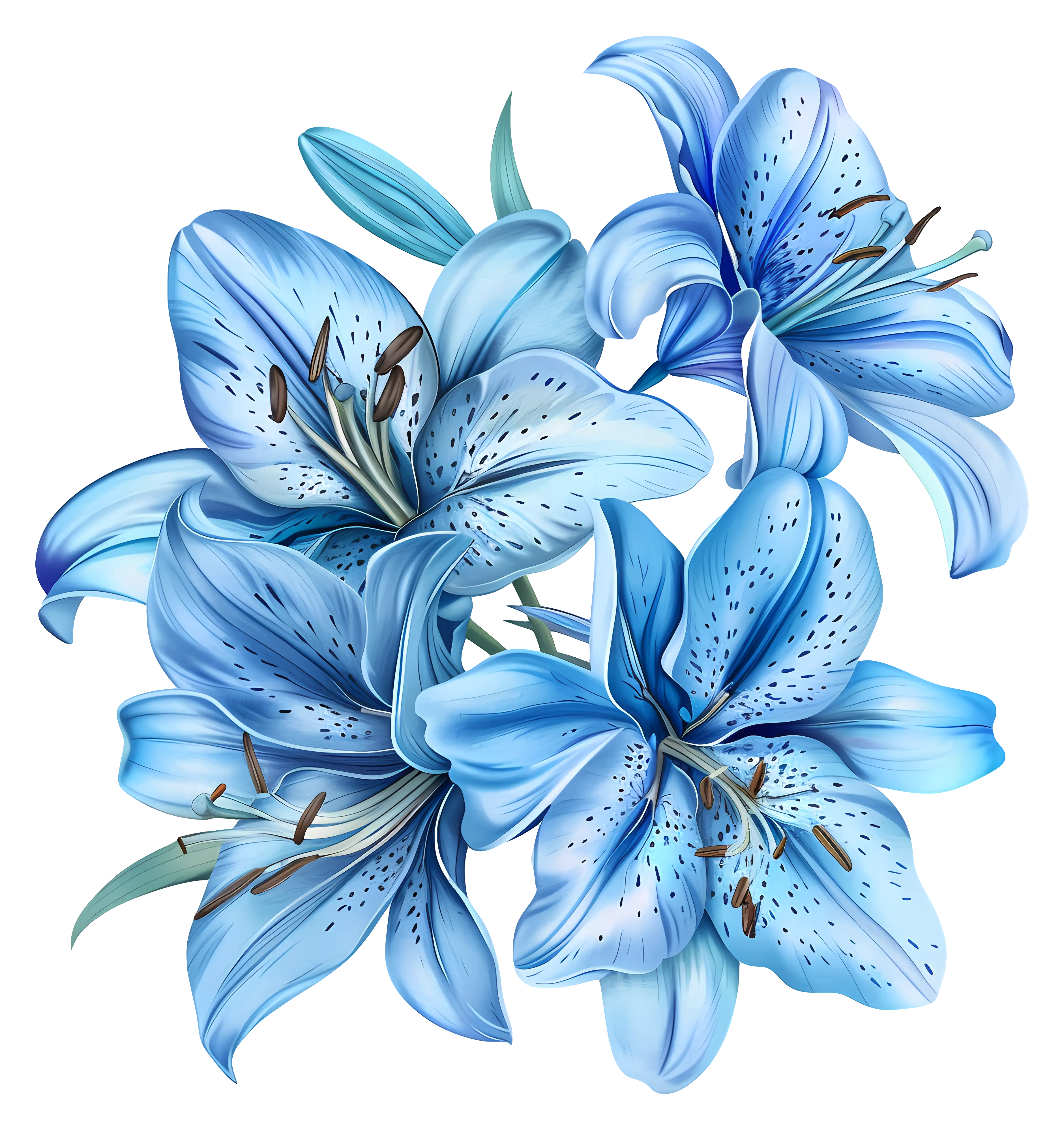 Beautiful Blue Lilies Illustration