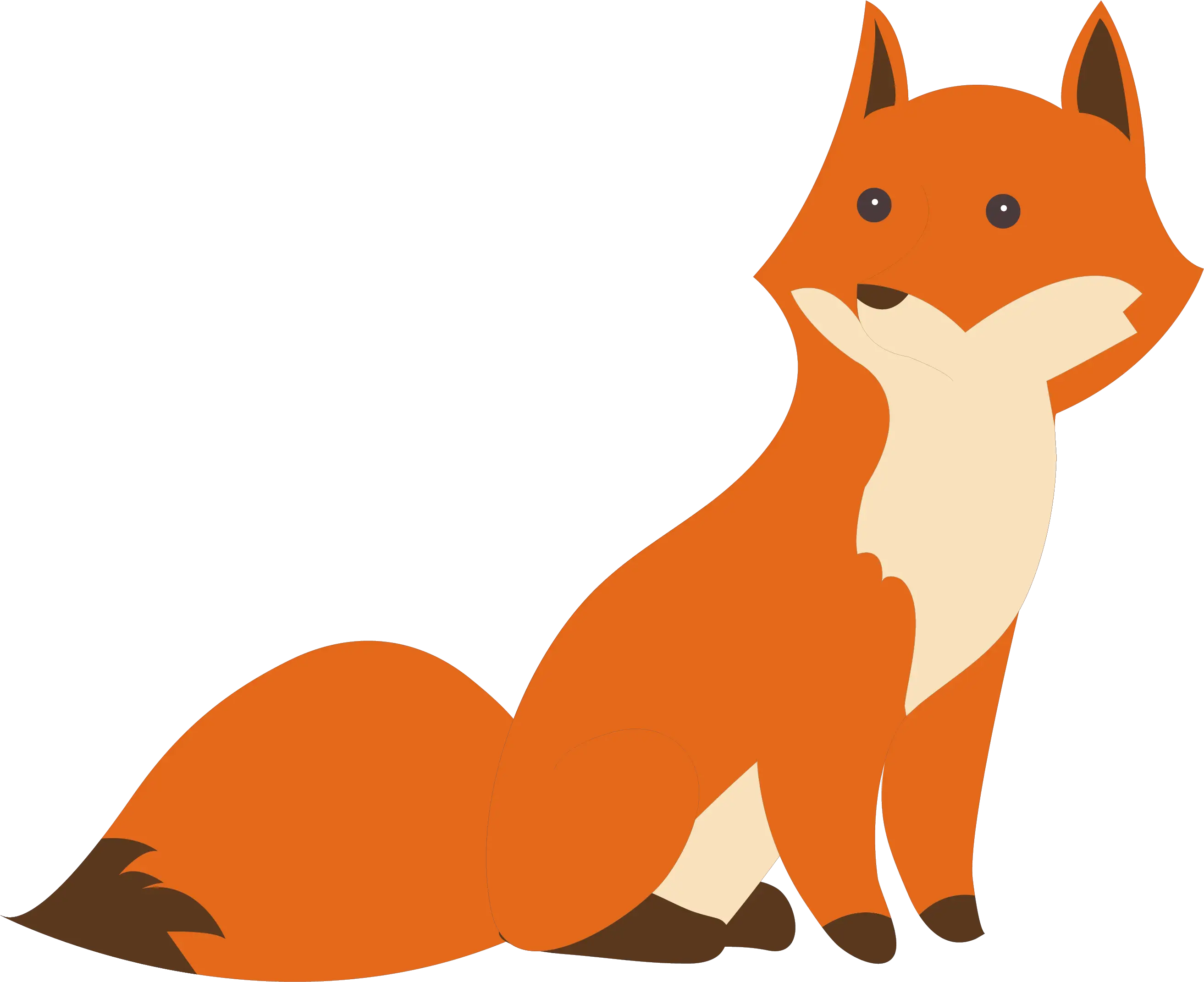 Adorable Sitting Fox Cartoon
