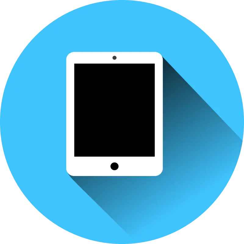 Tablet Icon in Blue Circle Style