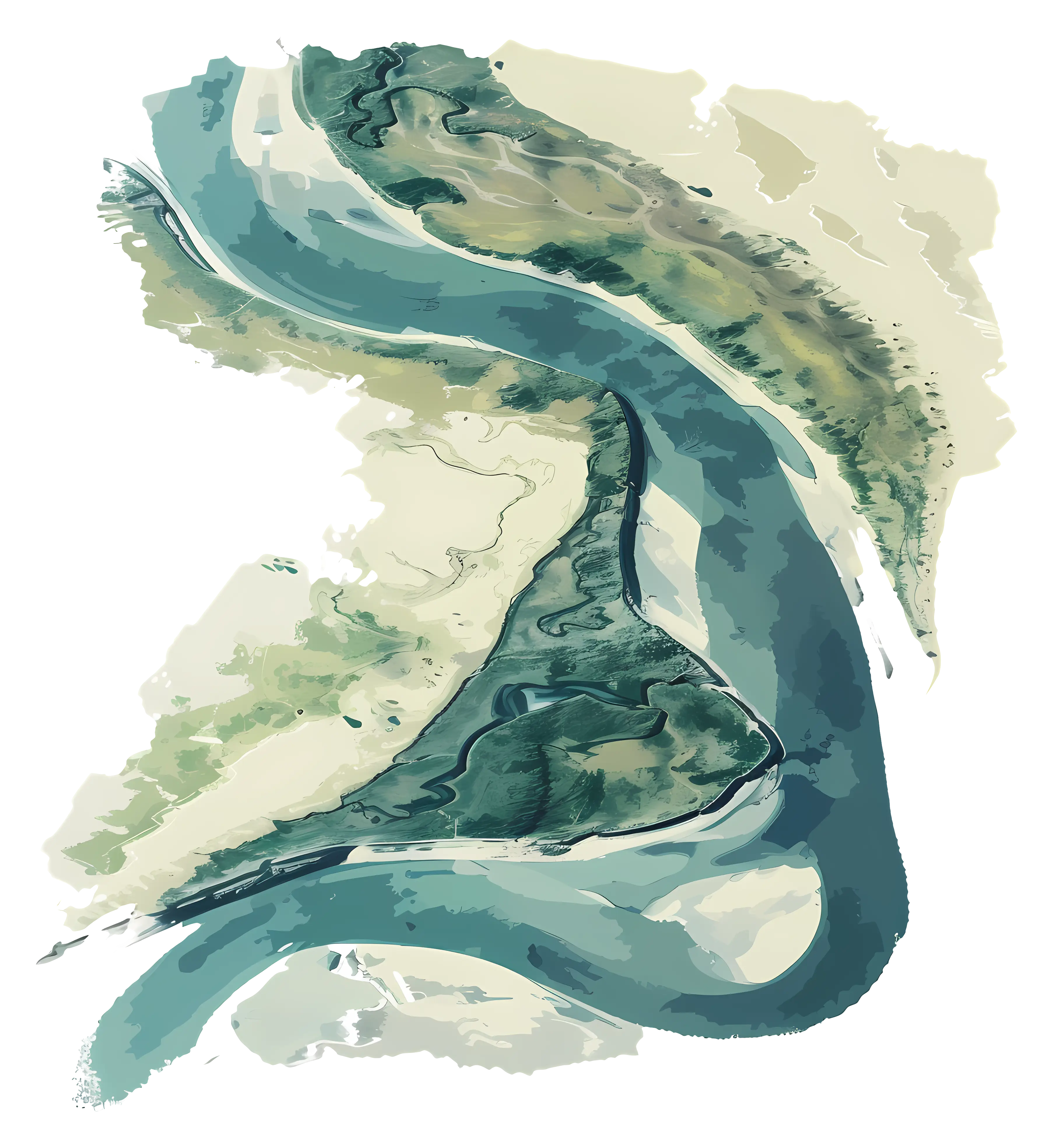 Aerial View of River Landscape