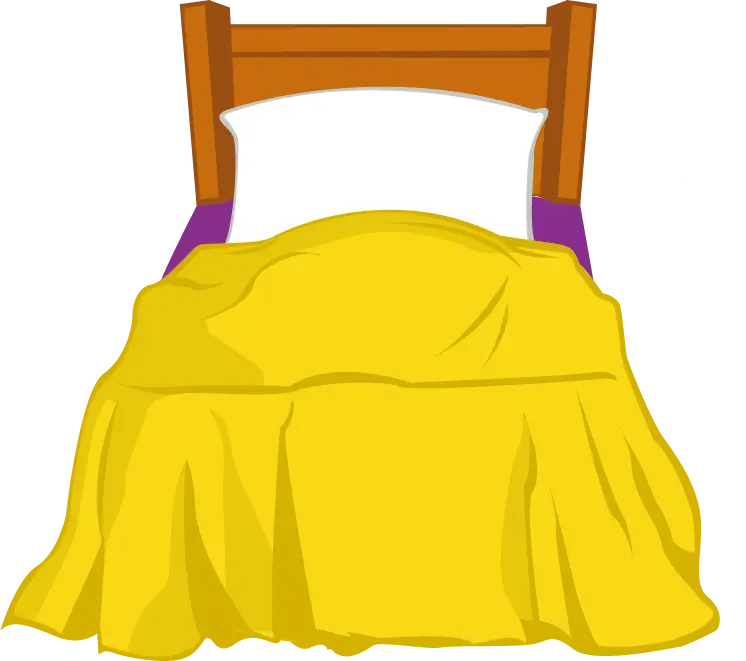 Yellow Bed with Pillow and Blanket