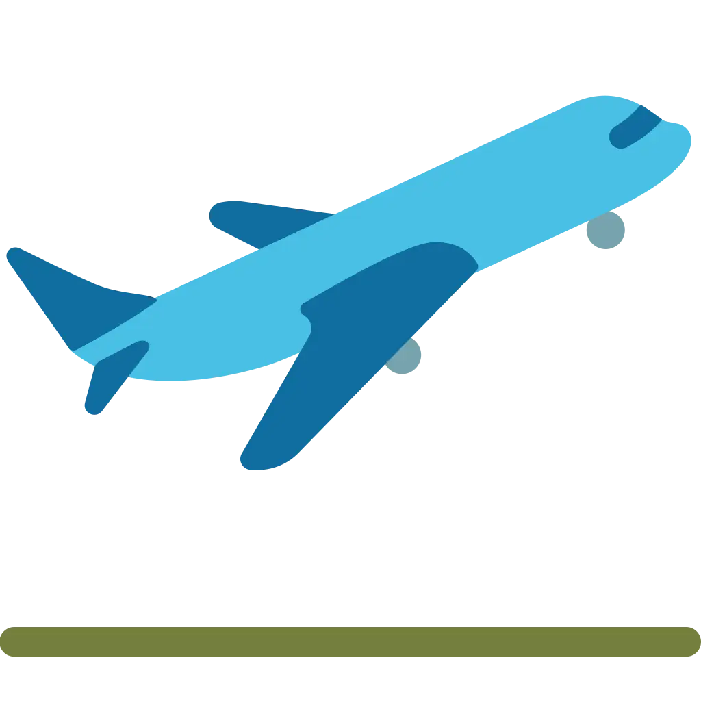 Blue Airplane Takeoff Icon for Travel Concept