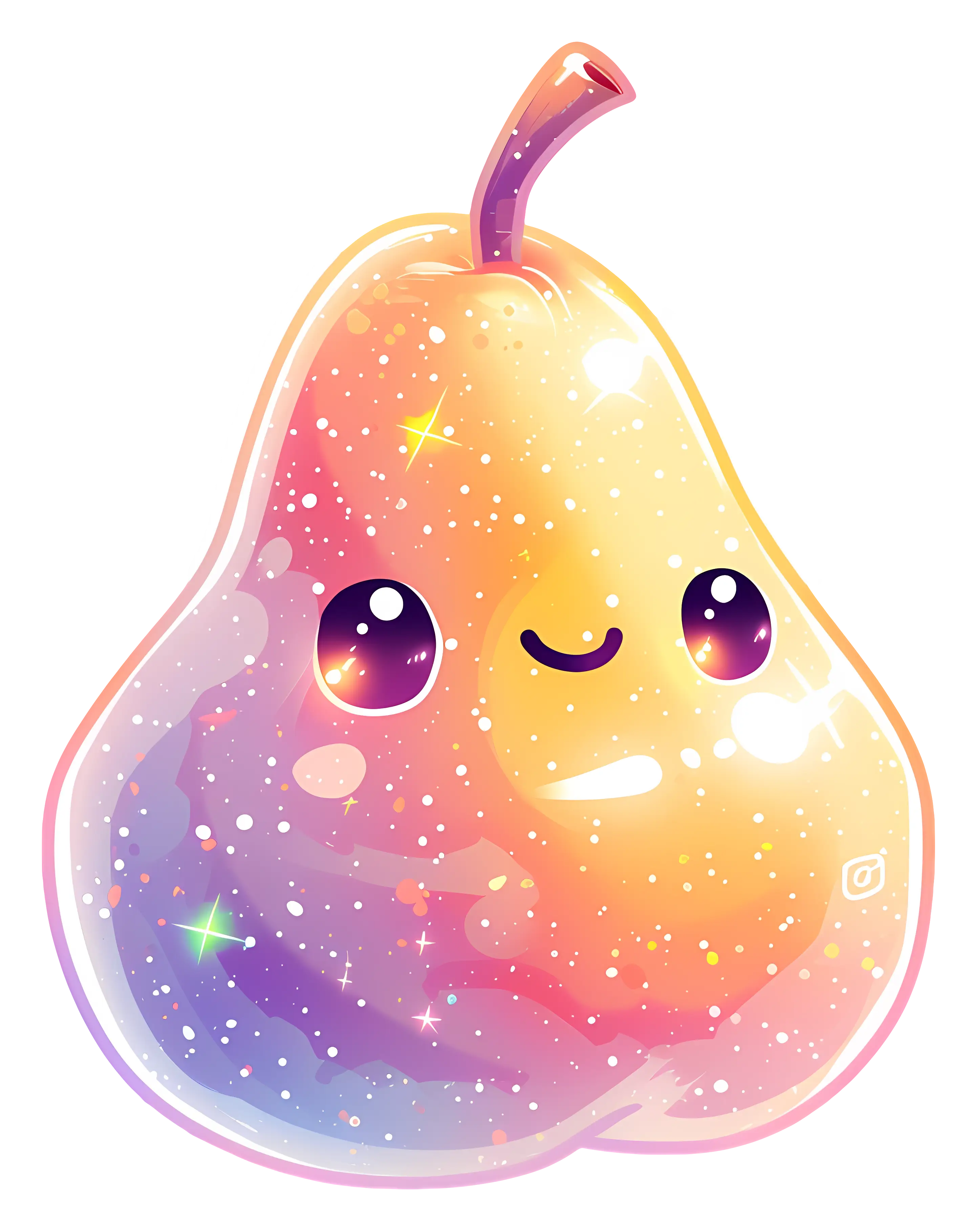 Cute Smiling Pear Cartoon Illustration