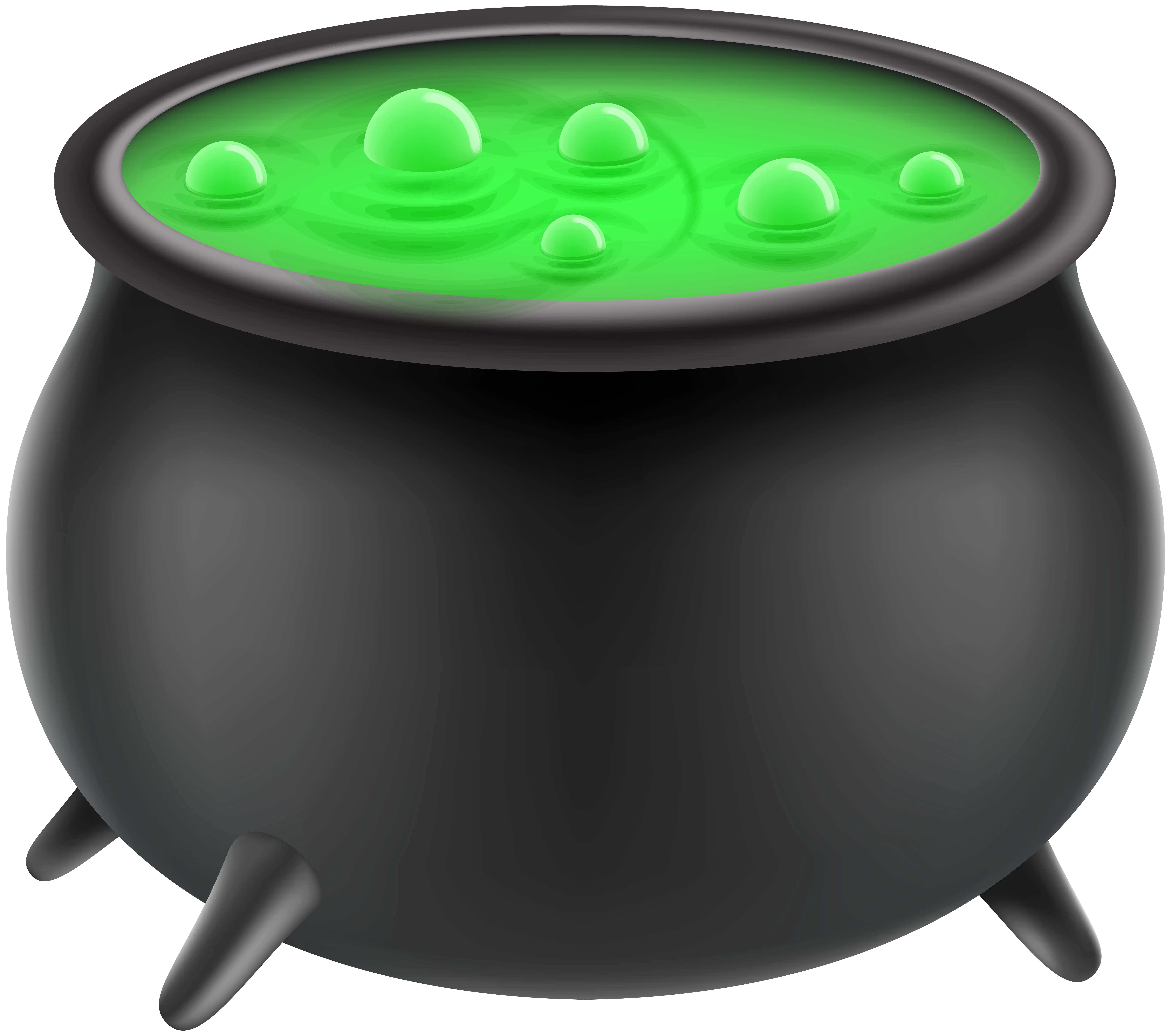 Black Cauldron with Green Bubbling Liquid