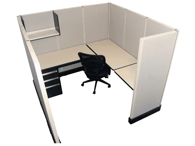 Gray Office Cubicle Setup