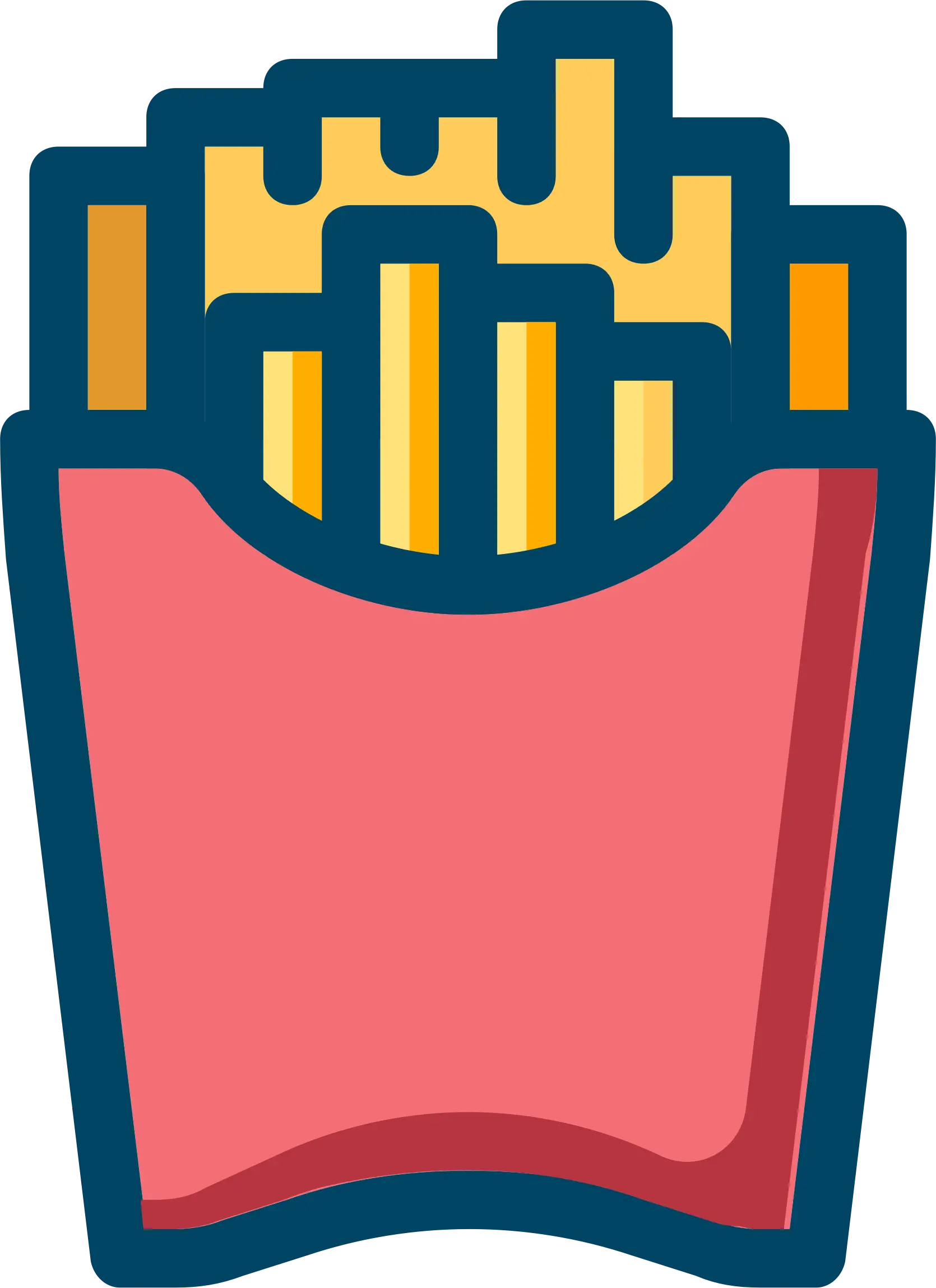 Cartoon Illustration of French Fries in a Packet