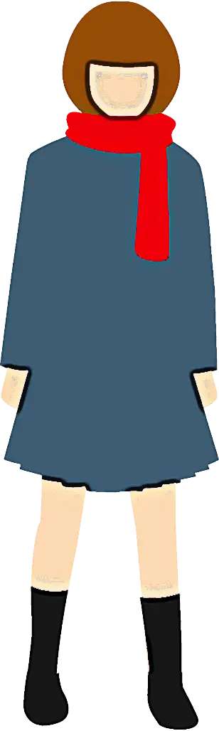 Cartoon Girl with Red Scarf