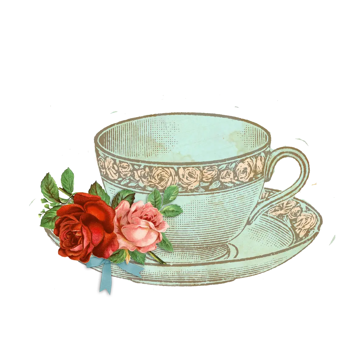 Vintage Floral Teacup and Saucer