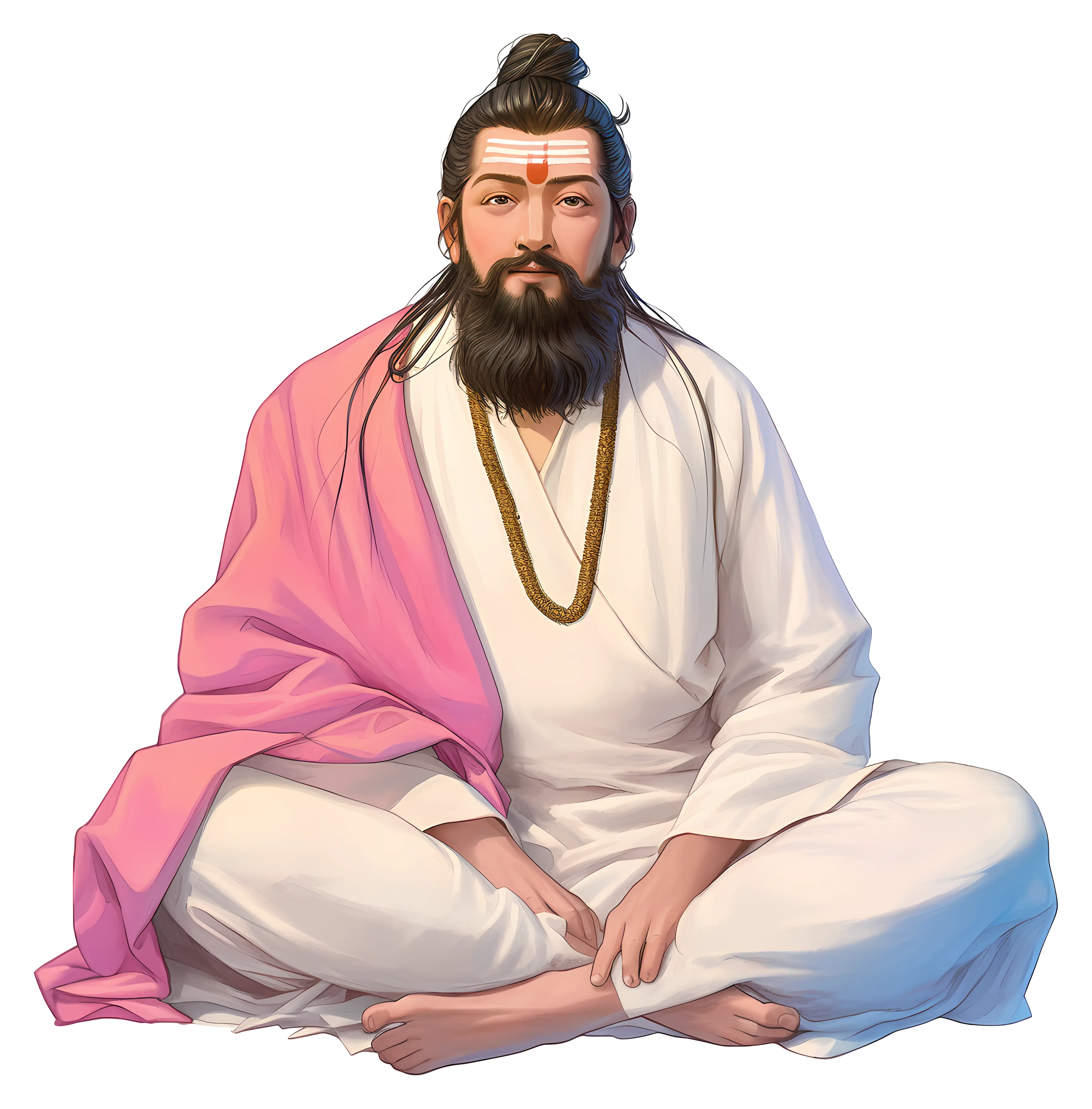Sitting Sage in Traditional Attire