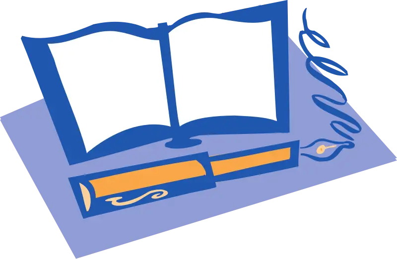 Open Book and Fountain Pen Illustration