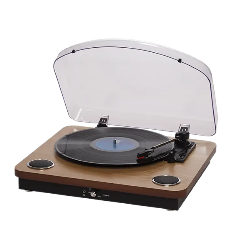 Vintage Vinyl Record Player with Cover