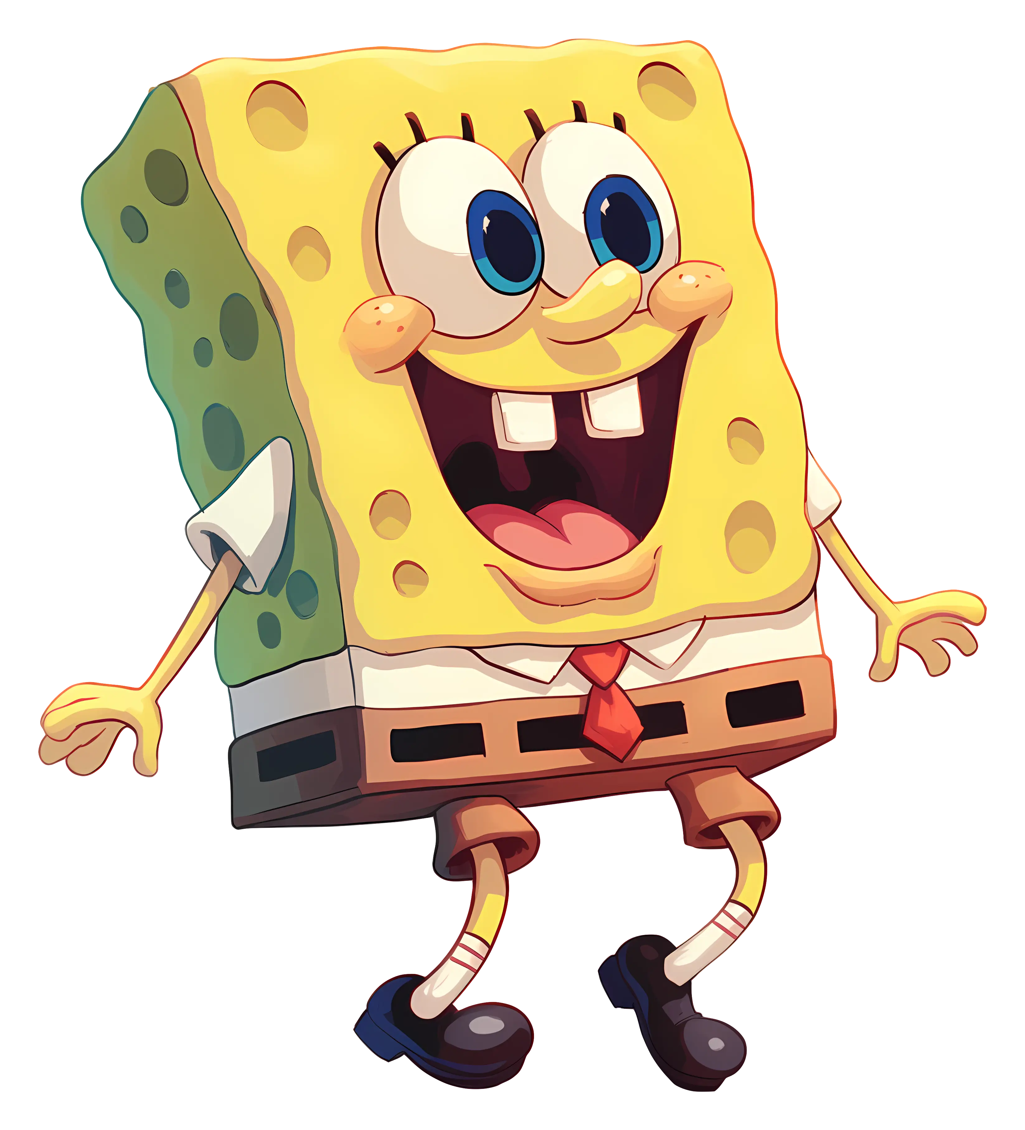 Cheerful Yellow Sponge Cartoon Character