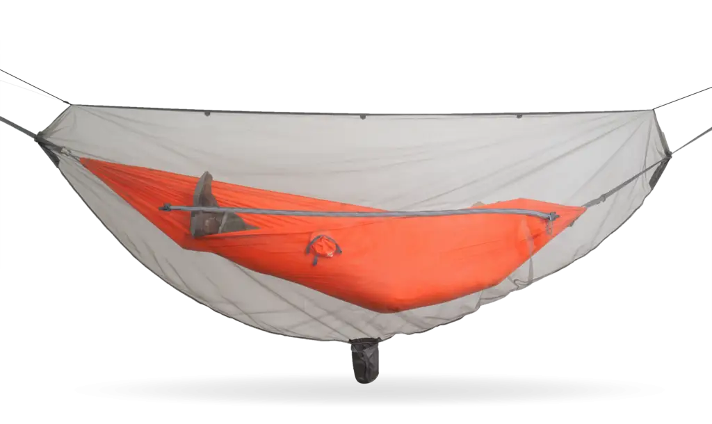 Orange Camping Hammock with Mesh Cover
