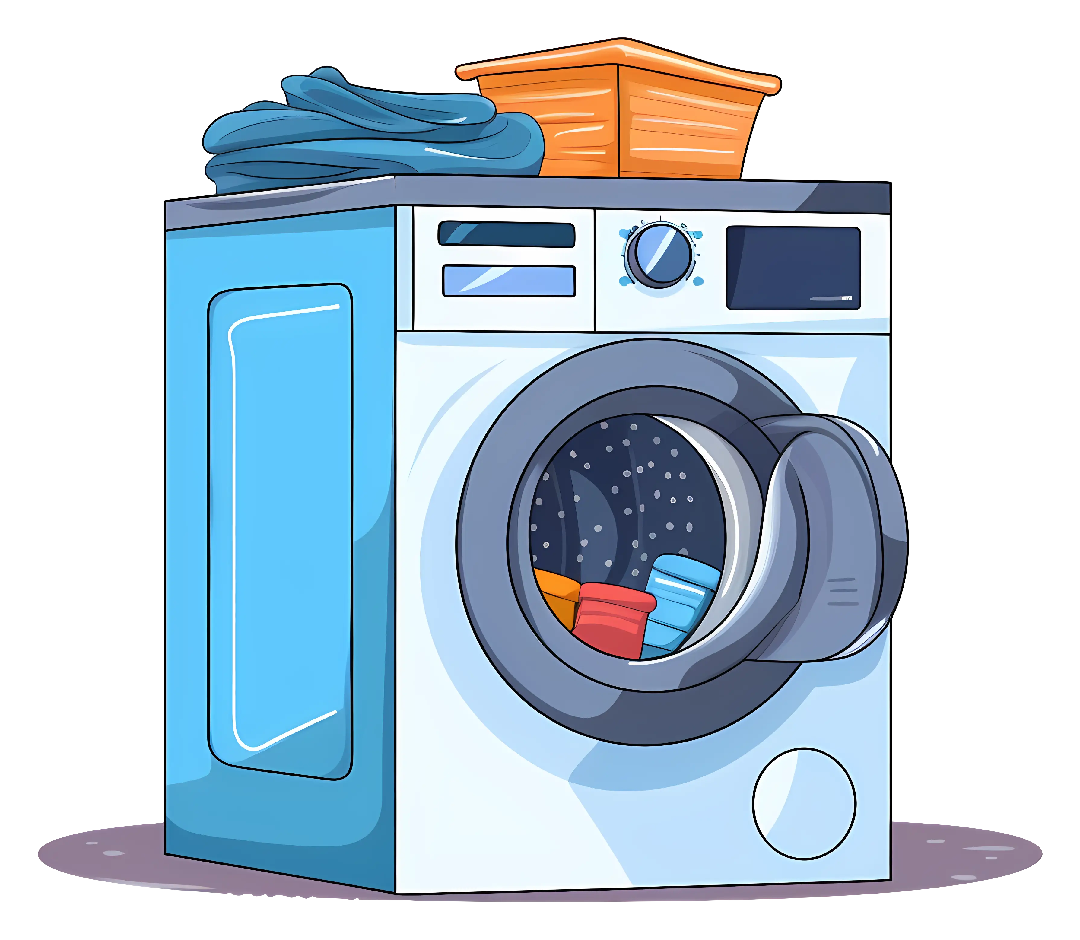 Illustration of a Washing Machine with Laundry