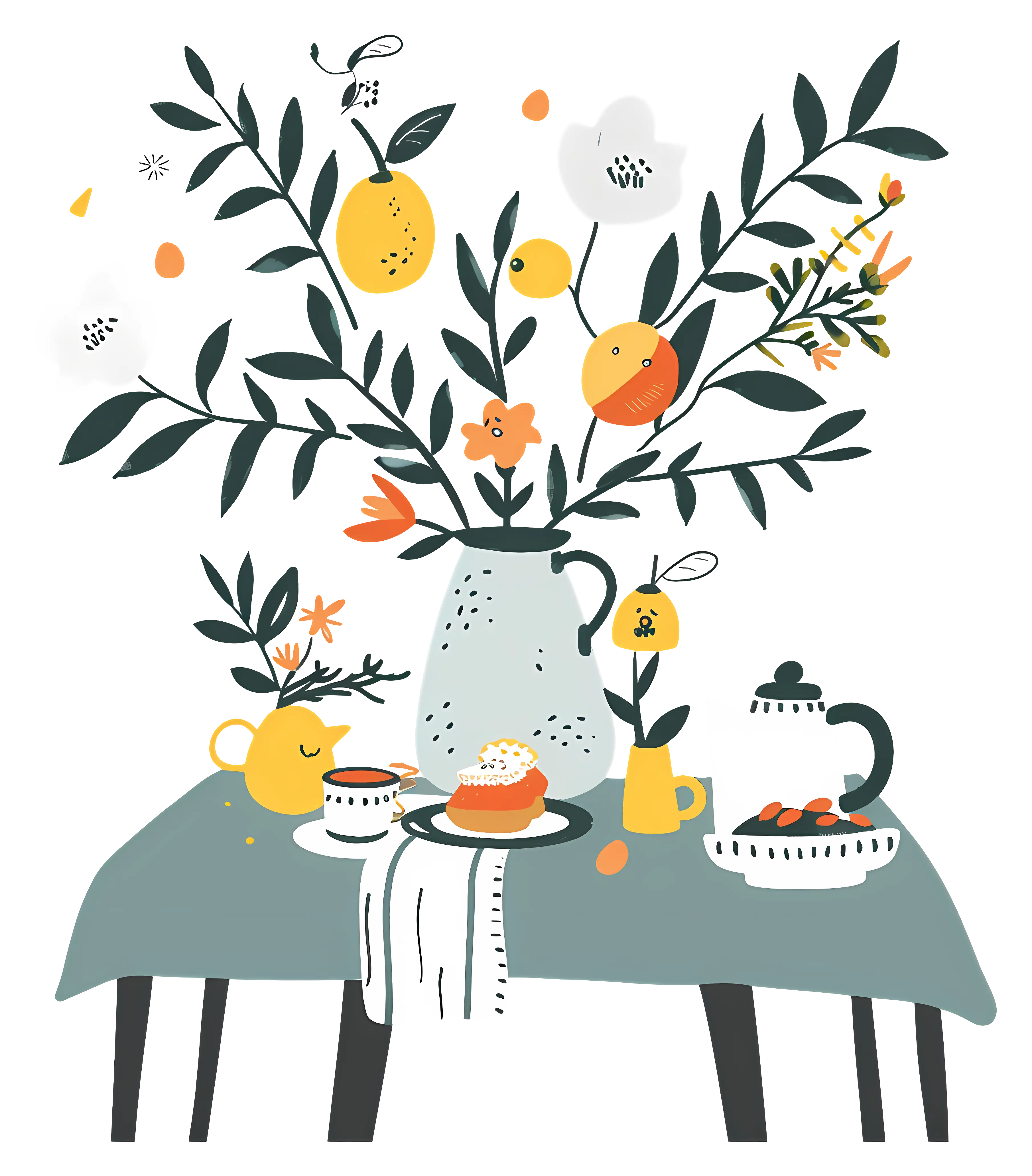 Beautiful Breakfast Table with Flowers