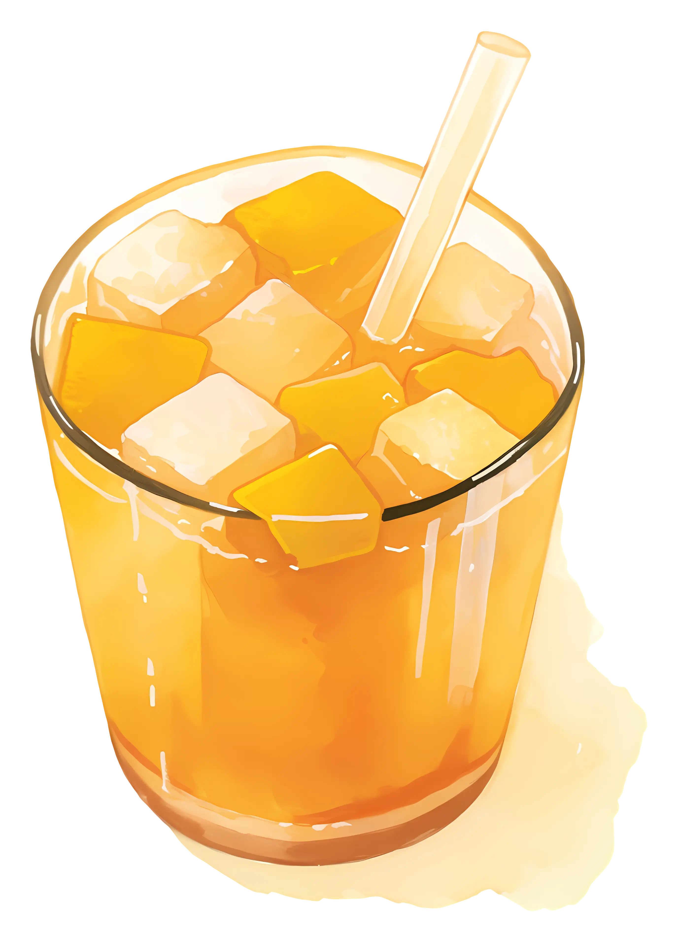 Glass of Orange Drink with Ice