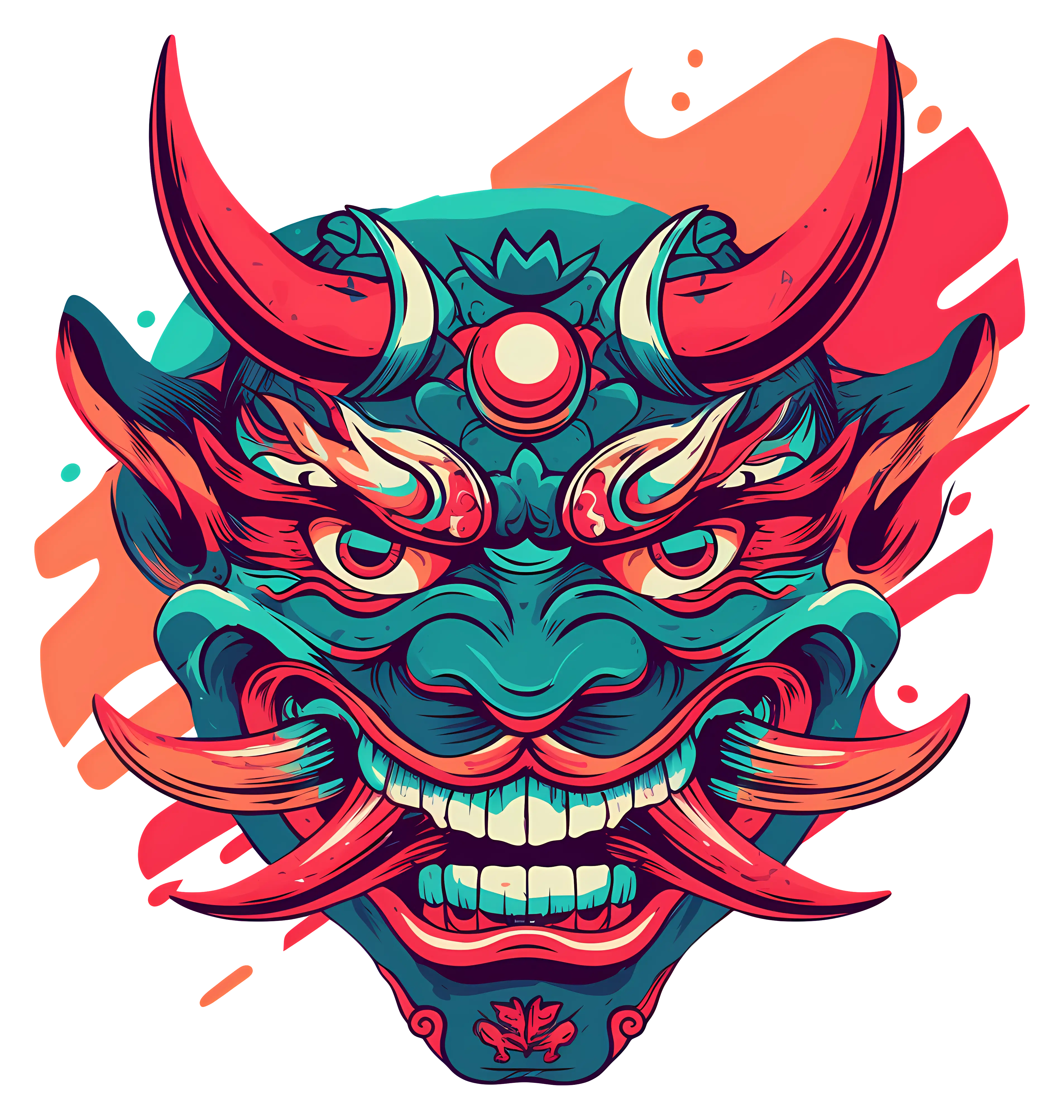 Traditional Oni Mask Illustration