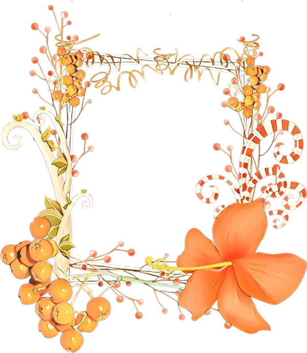 Decorative Floral Frame with Orange Flower