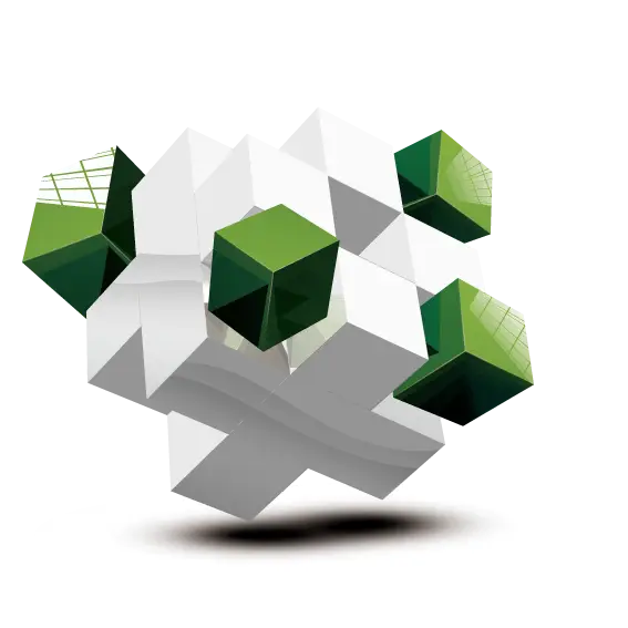 Abstract Green and White Cubes