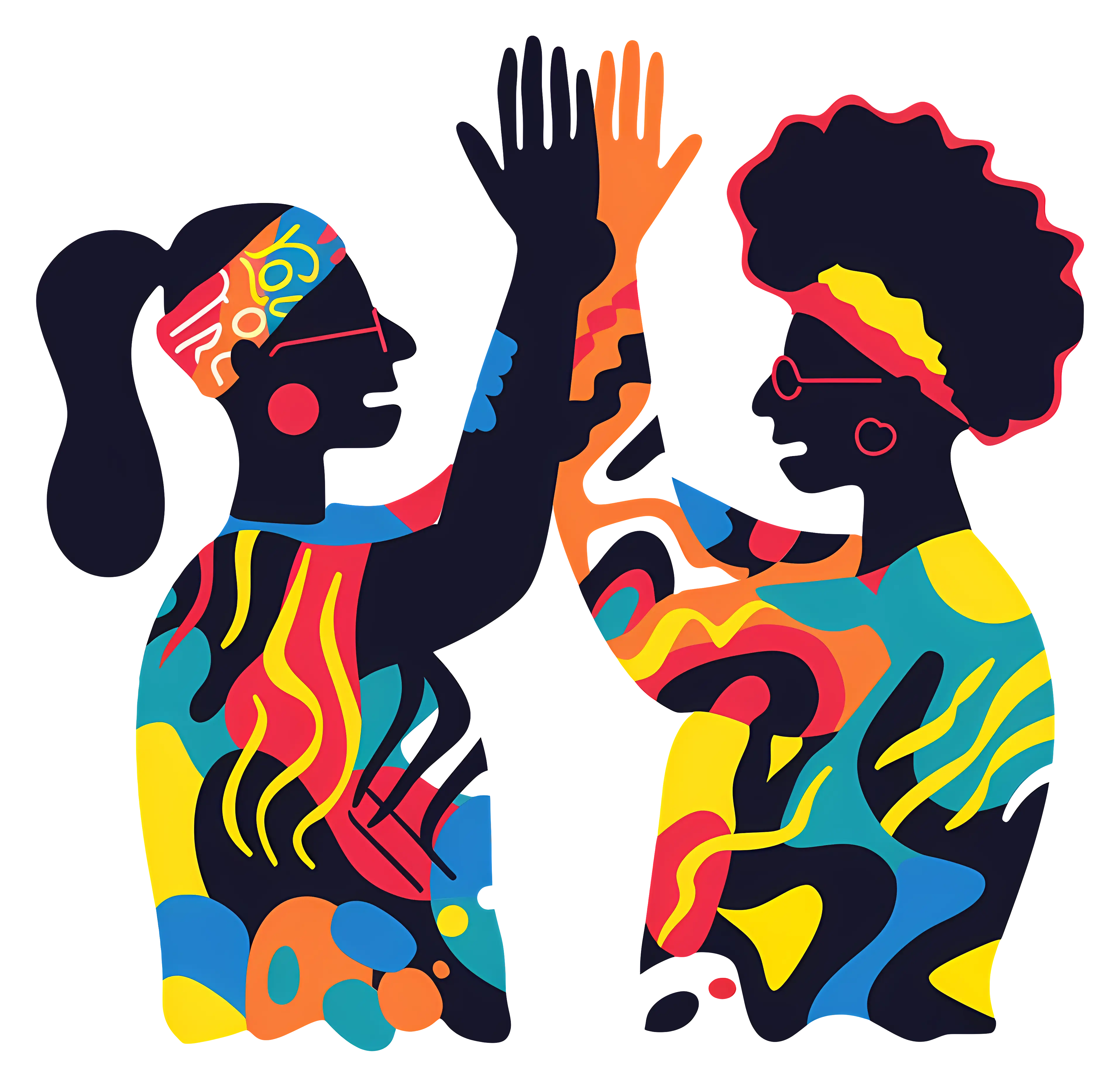 Colorful Abstract Figures High-Fiving