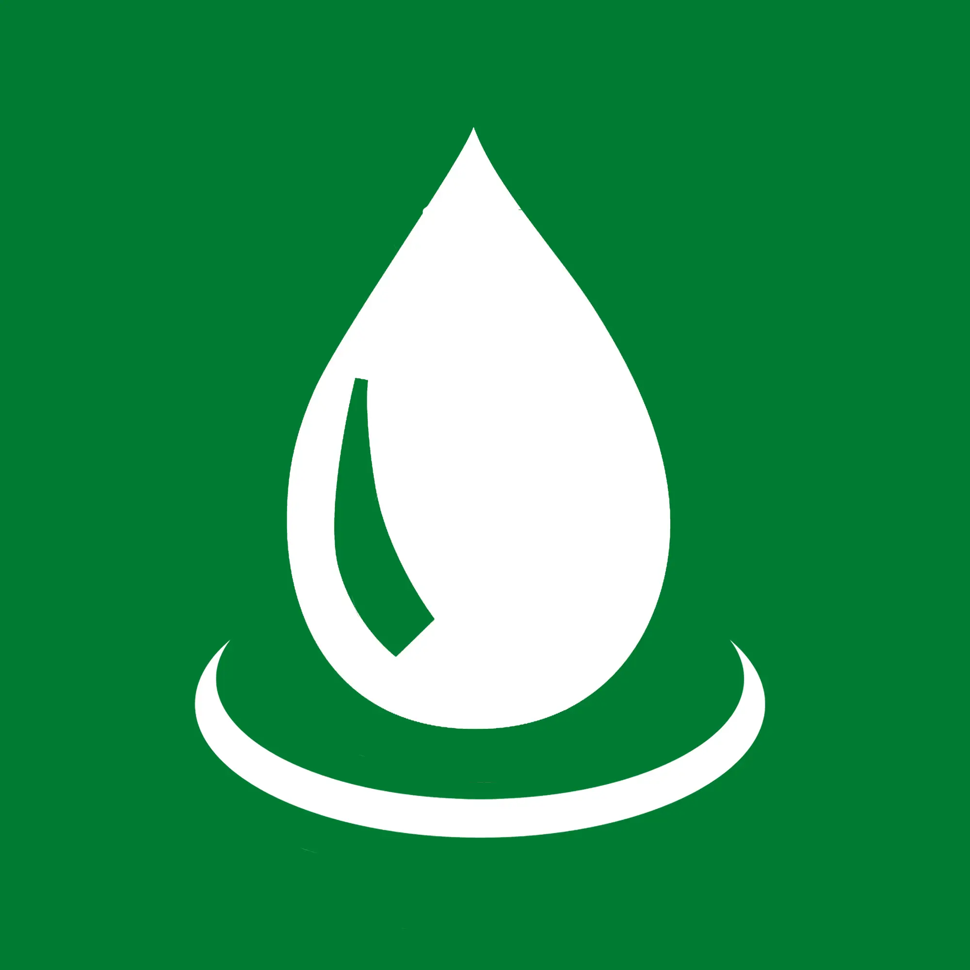 White Drop Symbol on Green Background