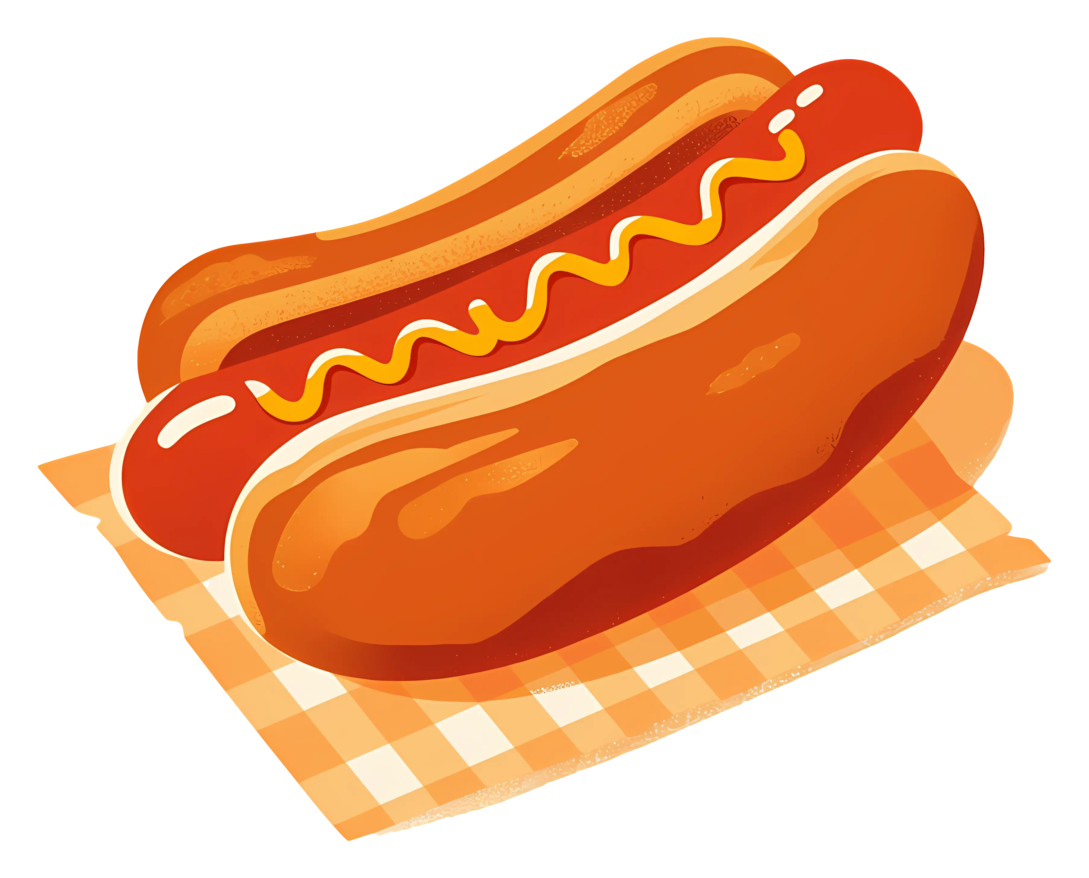 Classic Hot Dog Illustration with Mustard