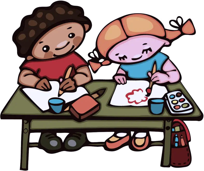 Kids Drawing and Creating at the Table