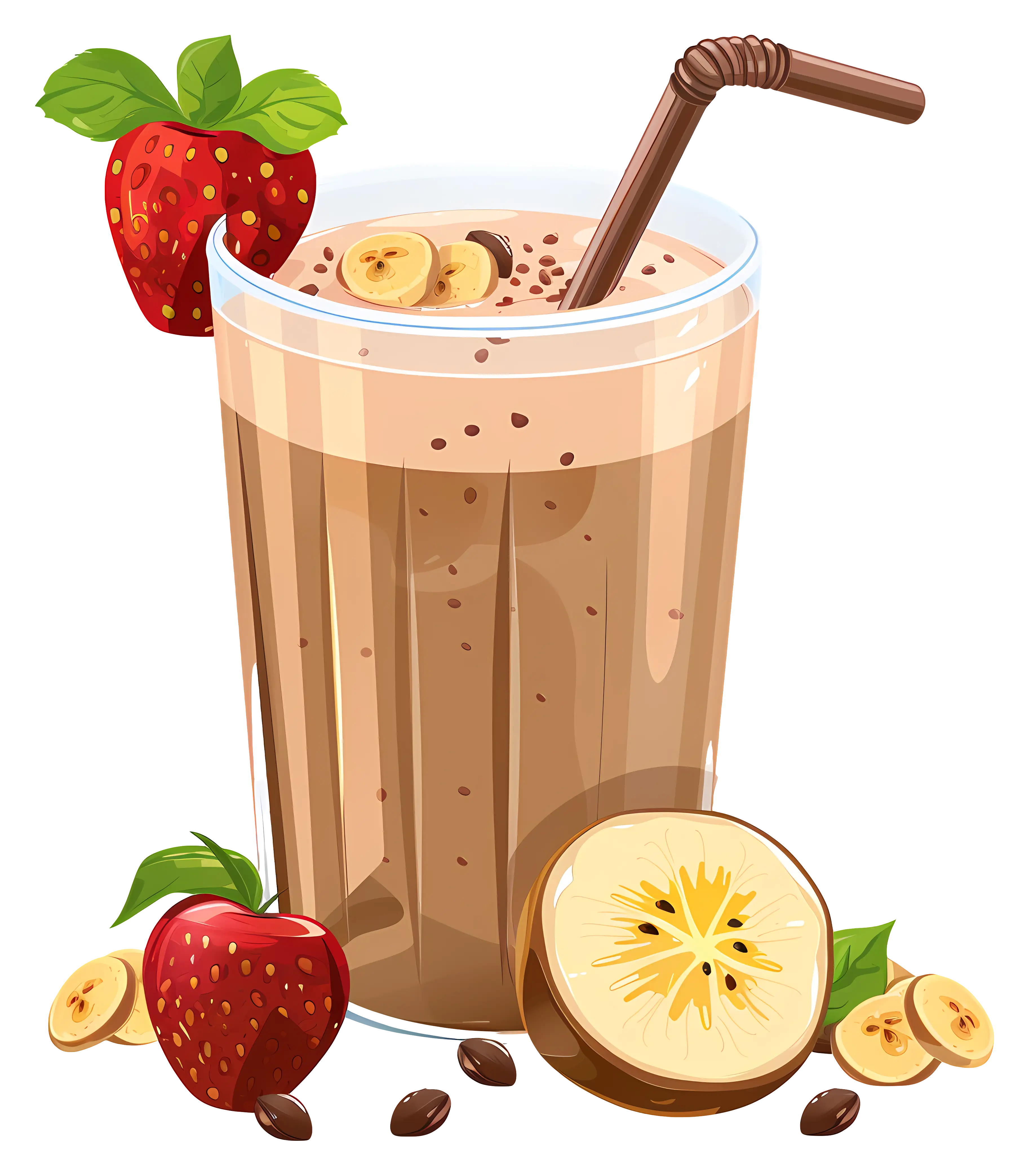 Fruit Milkshake with Strawberries and Bananas