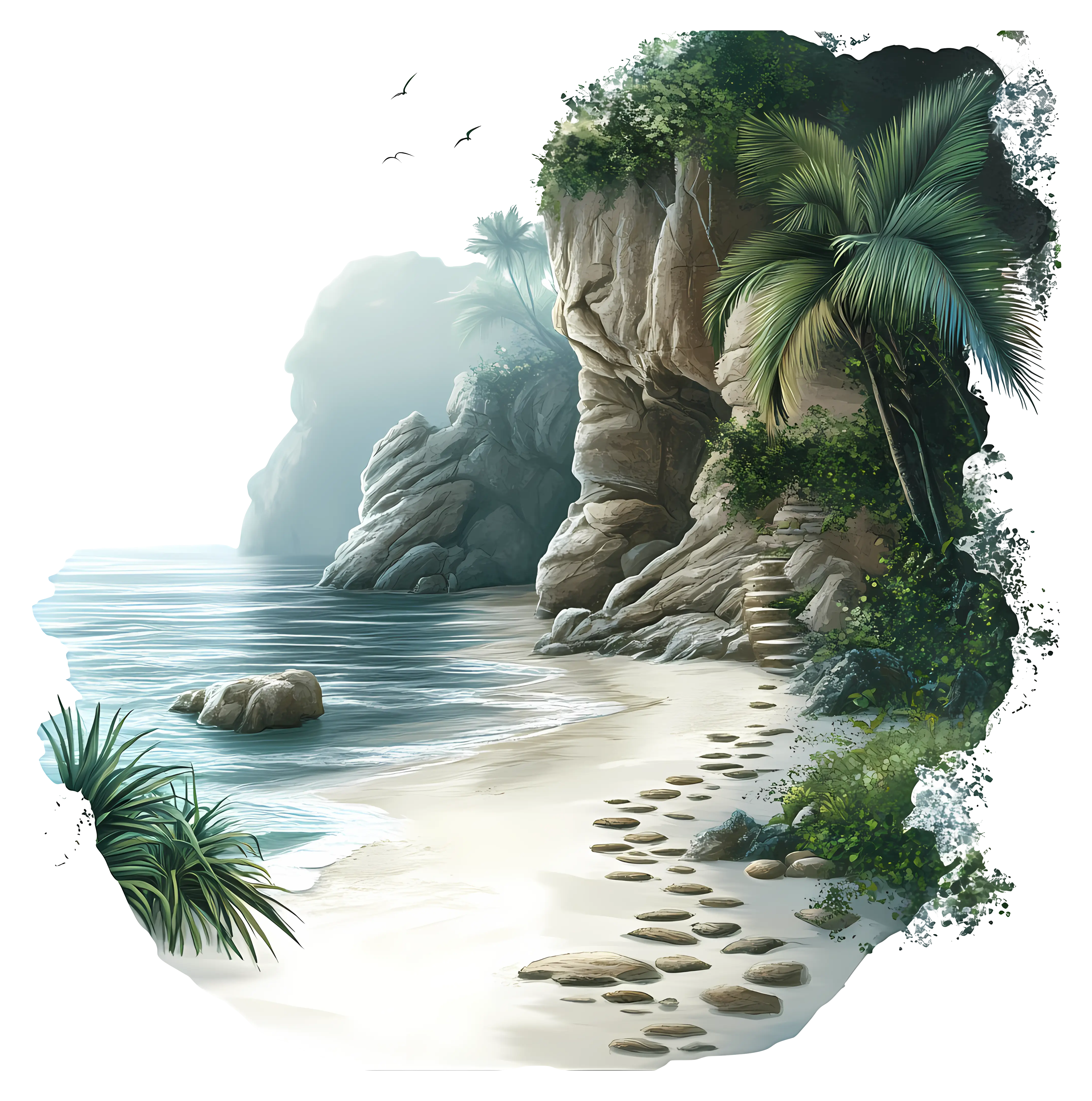 Tropical Beach Scene with Palms