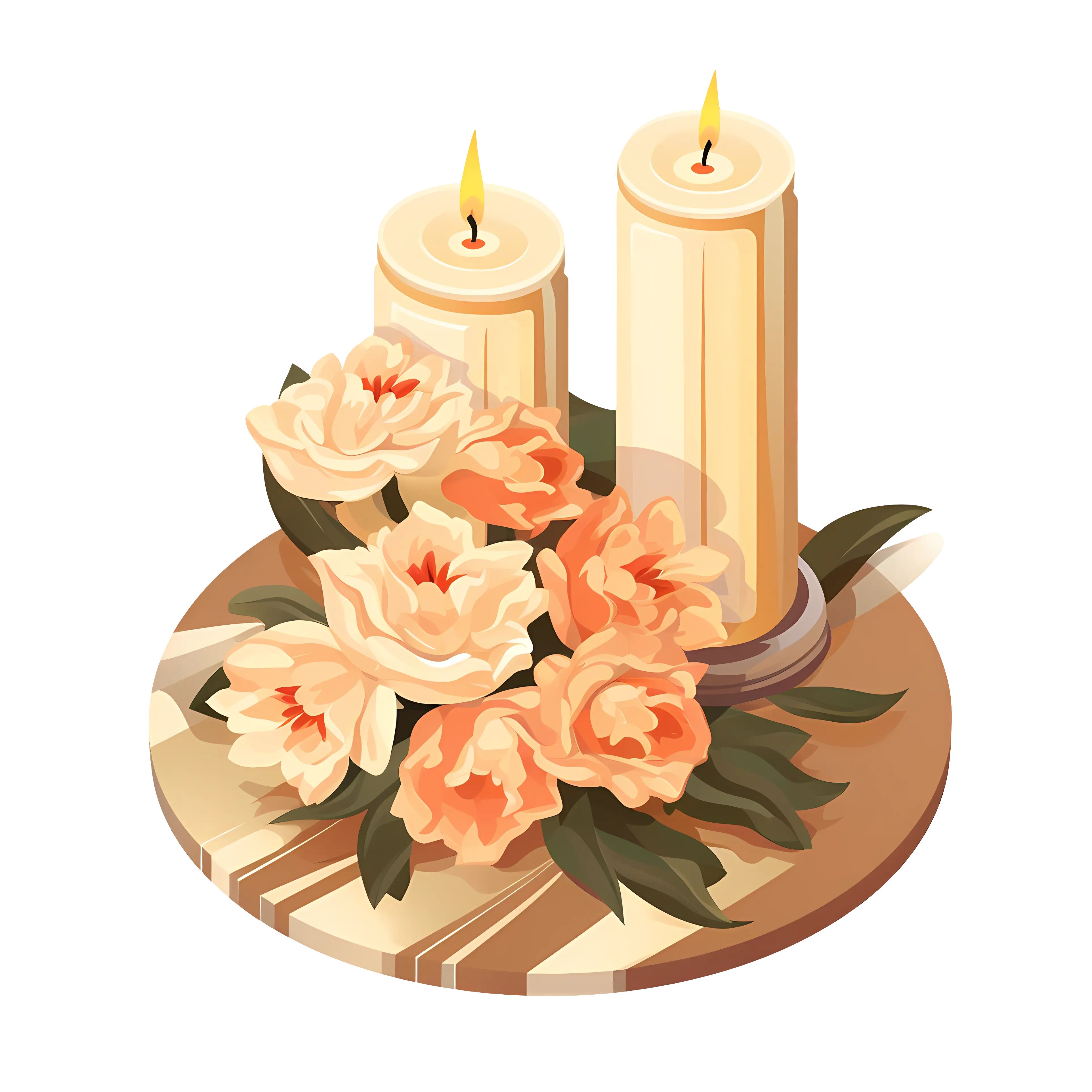 Candles and Flowers for Decoration