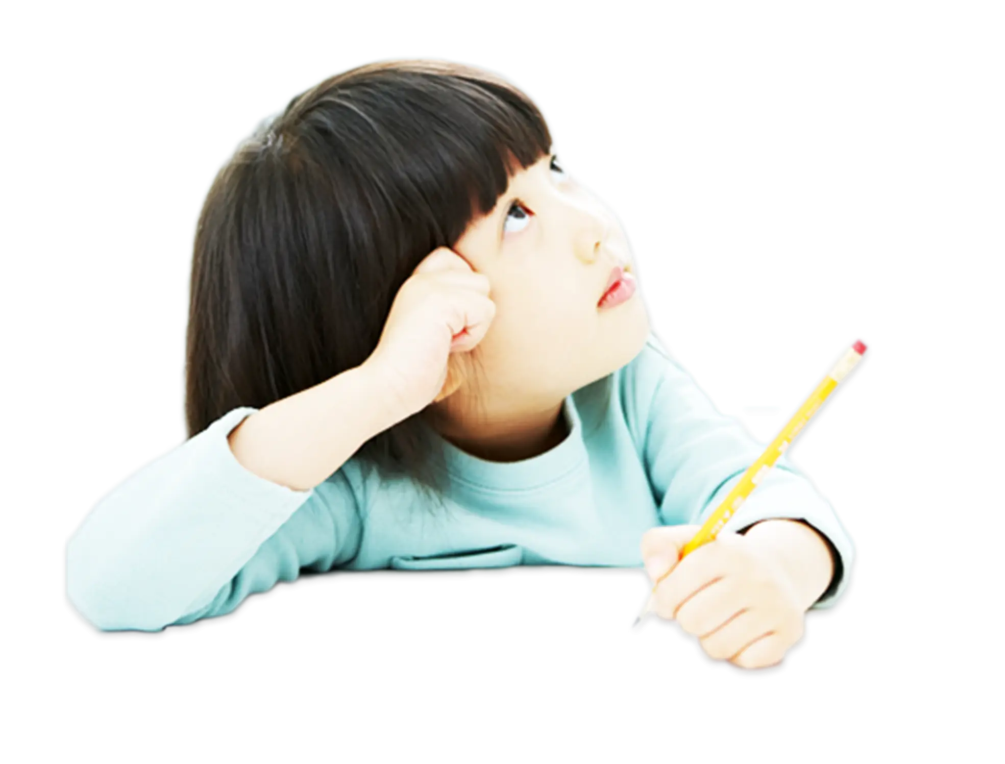 Child Thinking with Pencil