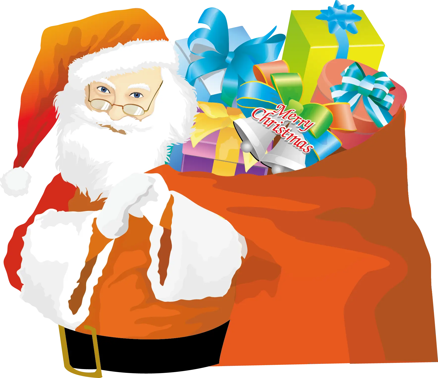 Santa Claus Carrying a Sack Full of Gifts