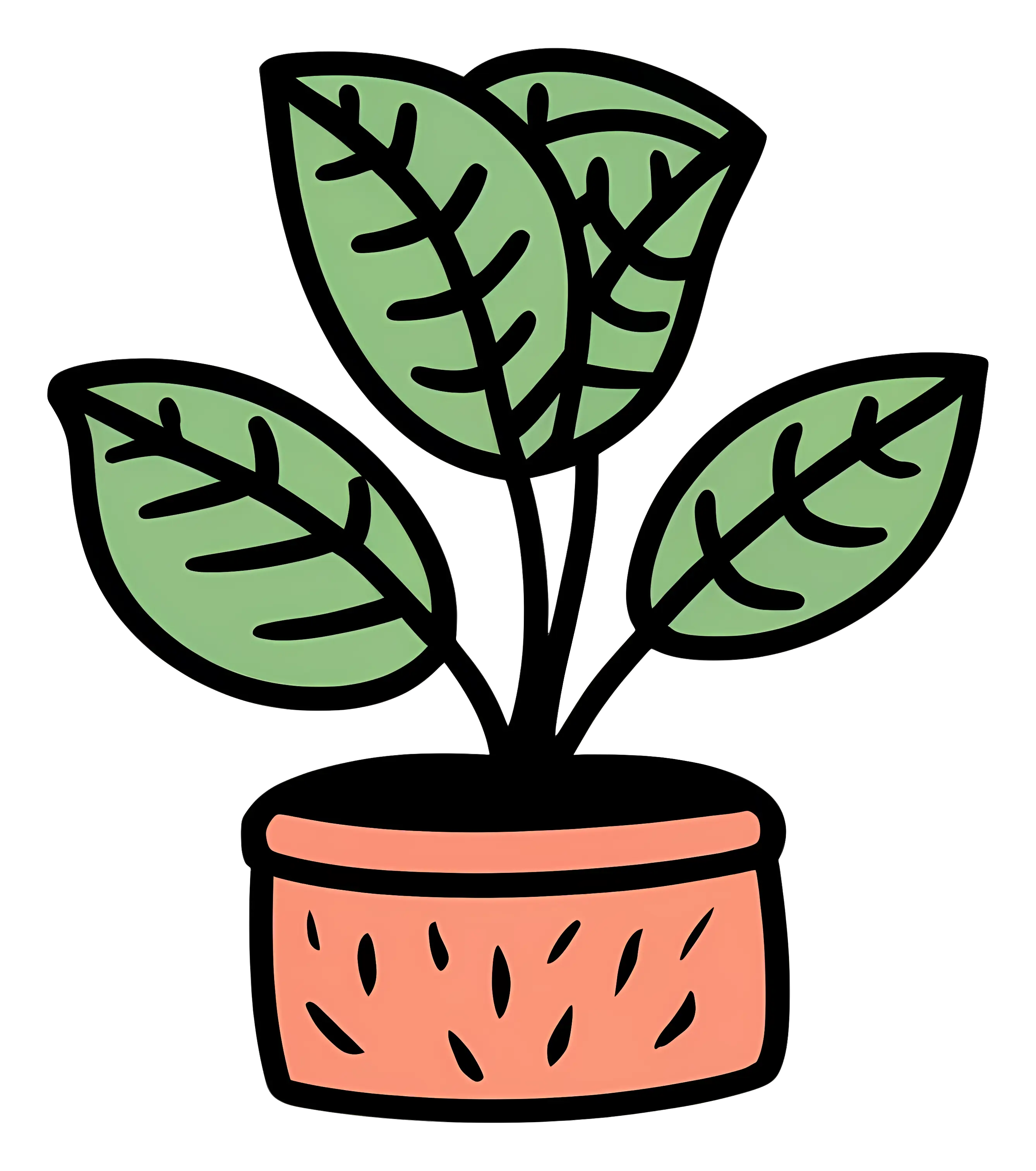 Cartoon Green Potted Plant