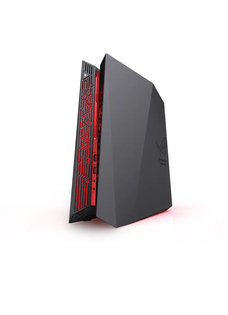 Modern Gaming Desktop Tower with Red Accents