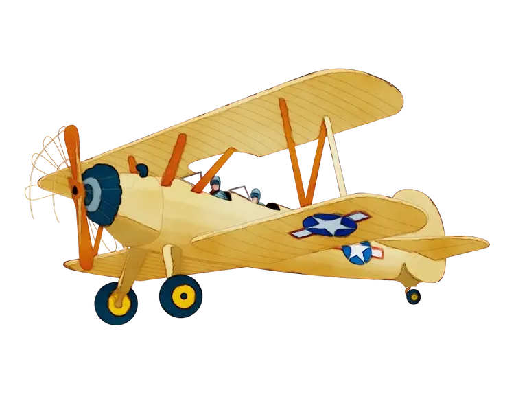 Vintage Wooden Biplane Illustration