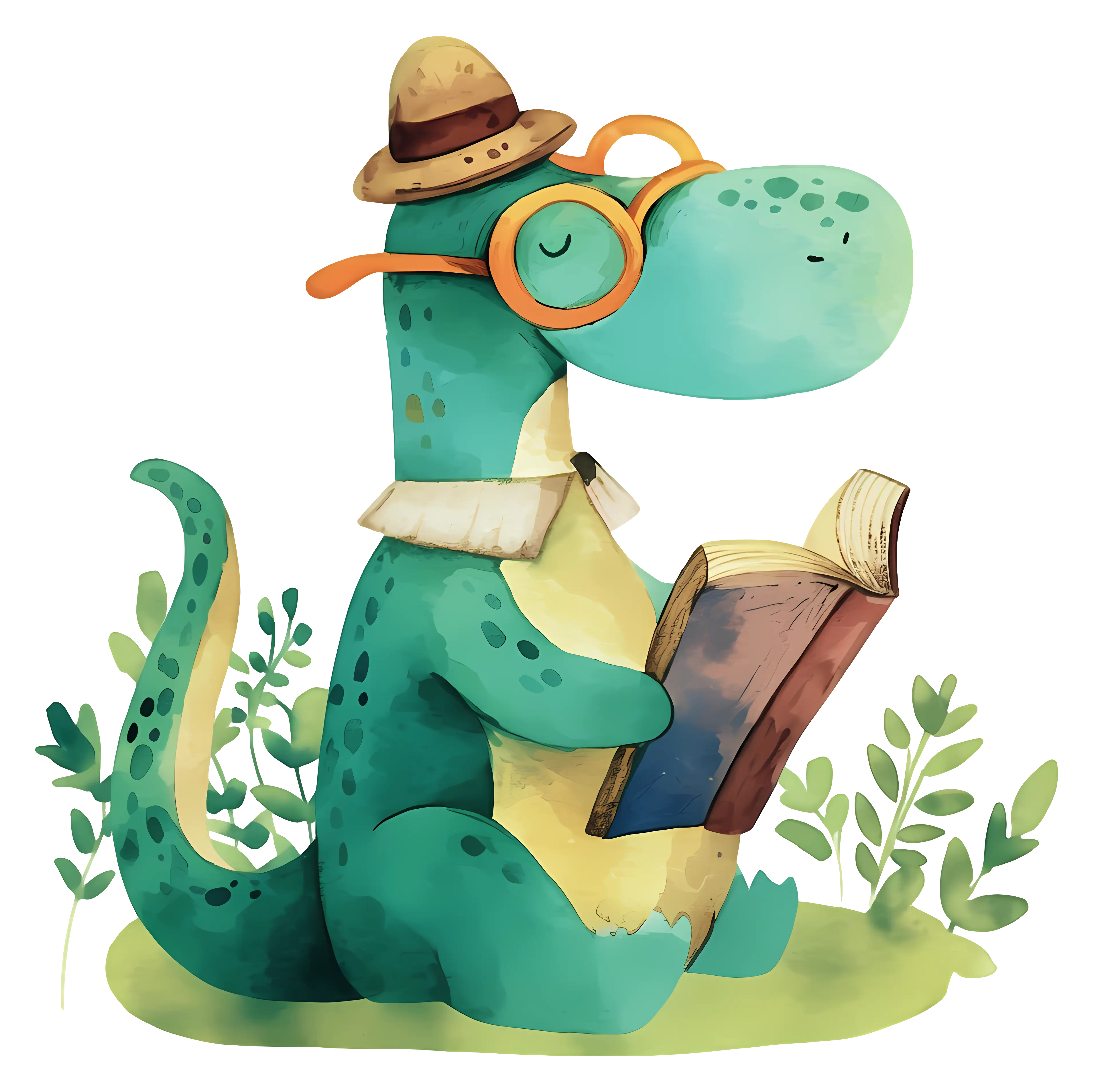 Dinosaur Reading a Book