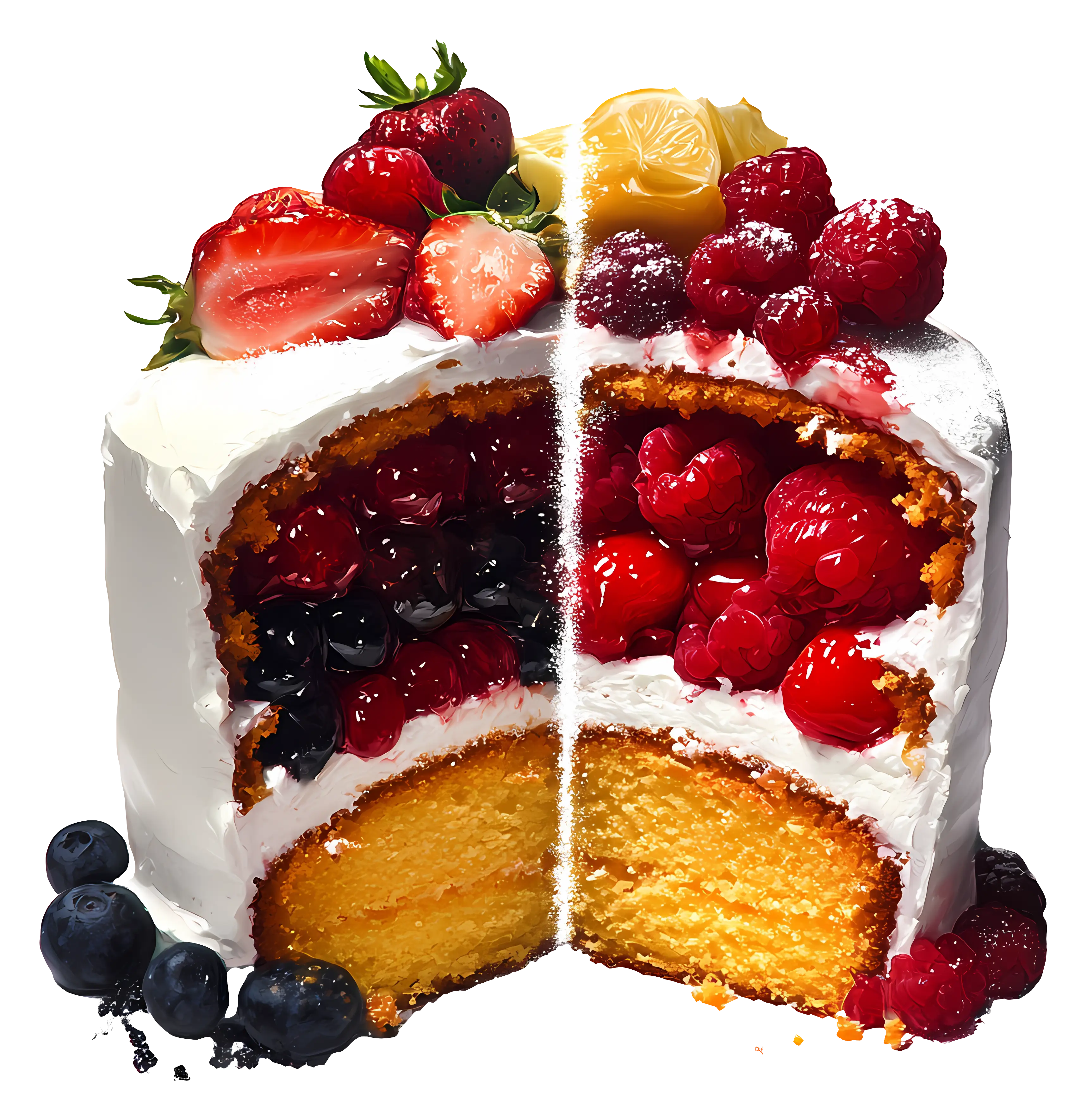 Layered Fruit Cake with Berries