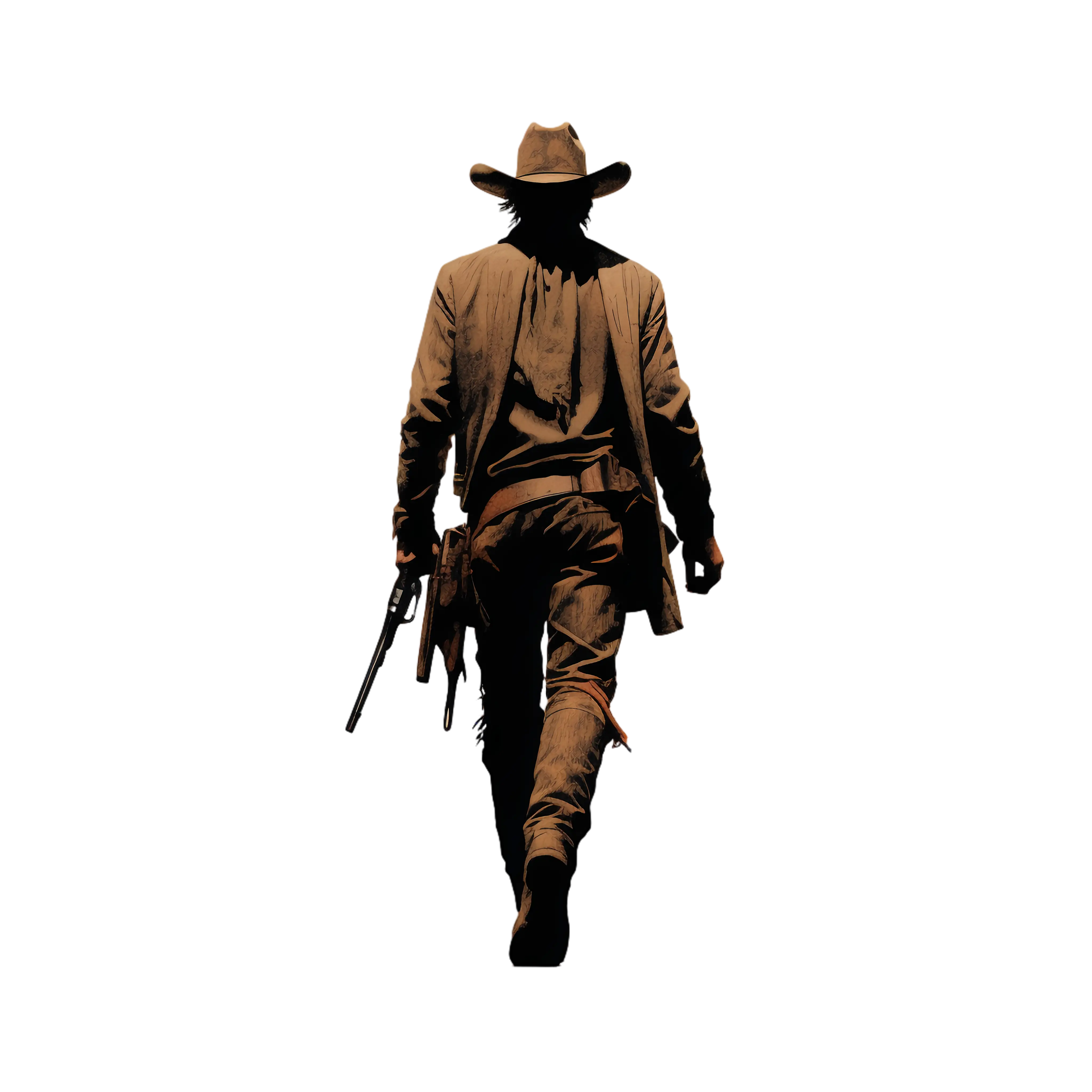 Lone Cowboy Walking Away
