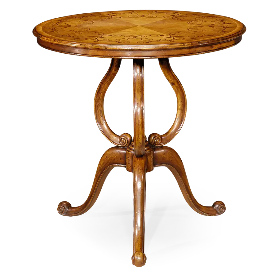 Elegant Wooden Round Table with Carved Details