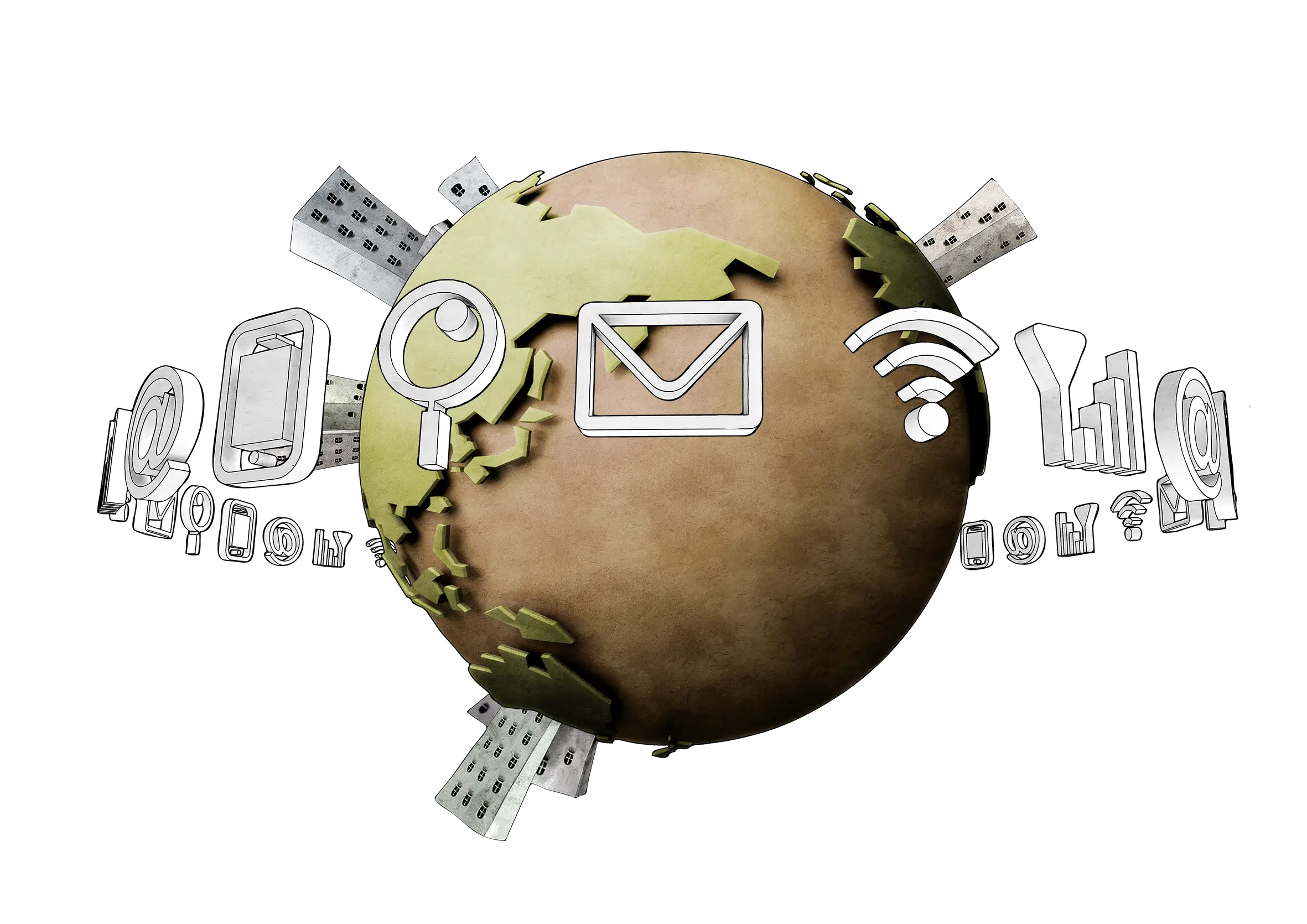 Globe with Communication Icons