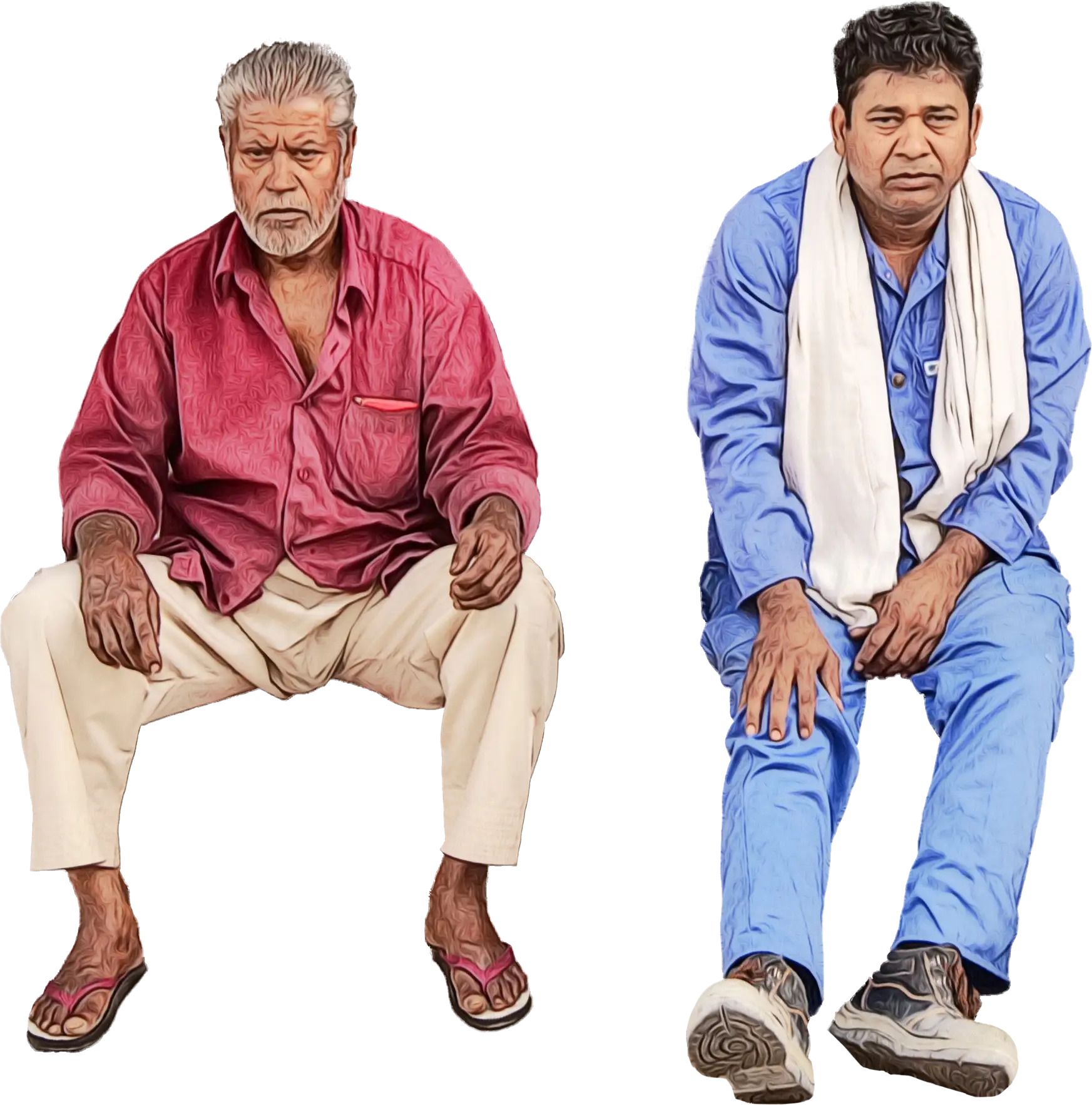 Two Sitting Men in Casual Attire