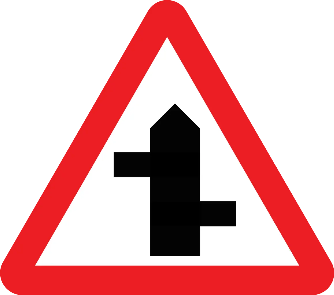 Traffic Warning Sign Indicating Intersection Ahead