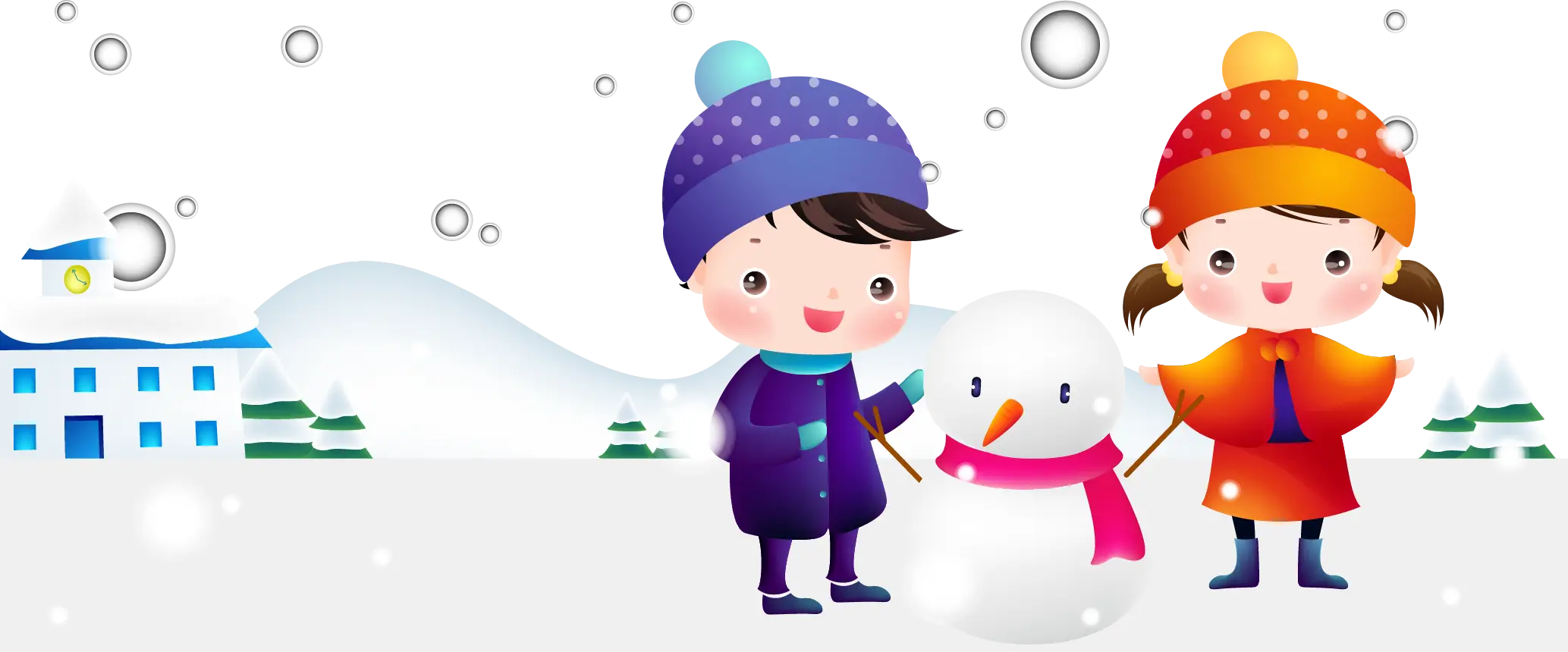 Children Building a Snowman