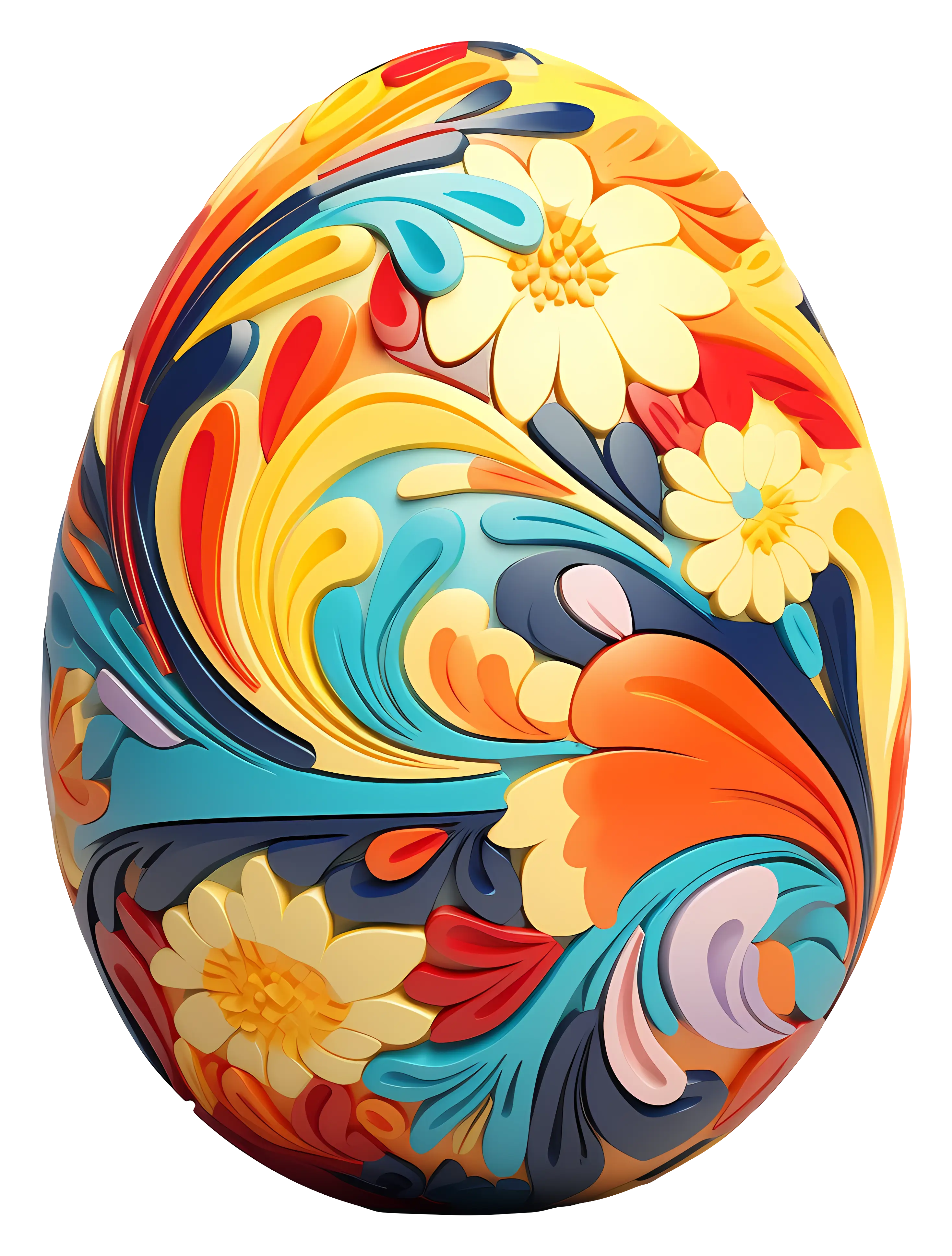 Artistic Floral Easter Egg with Ornamental Design