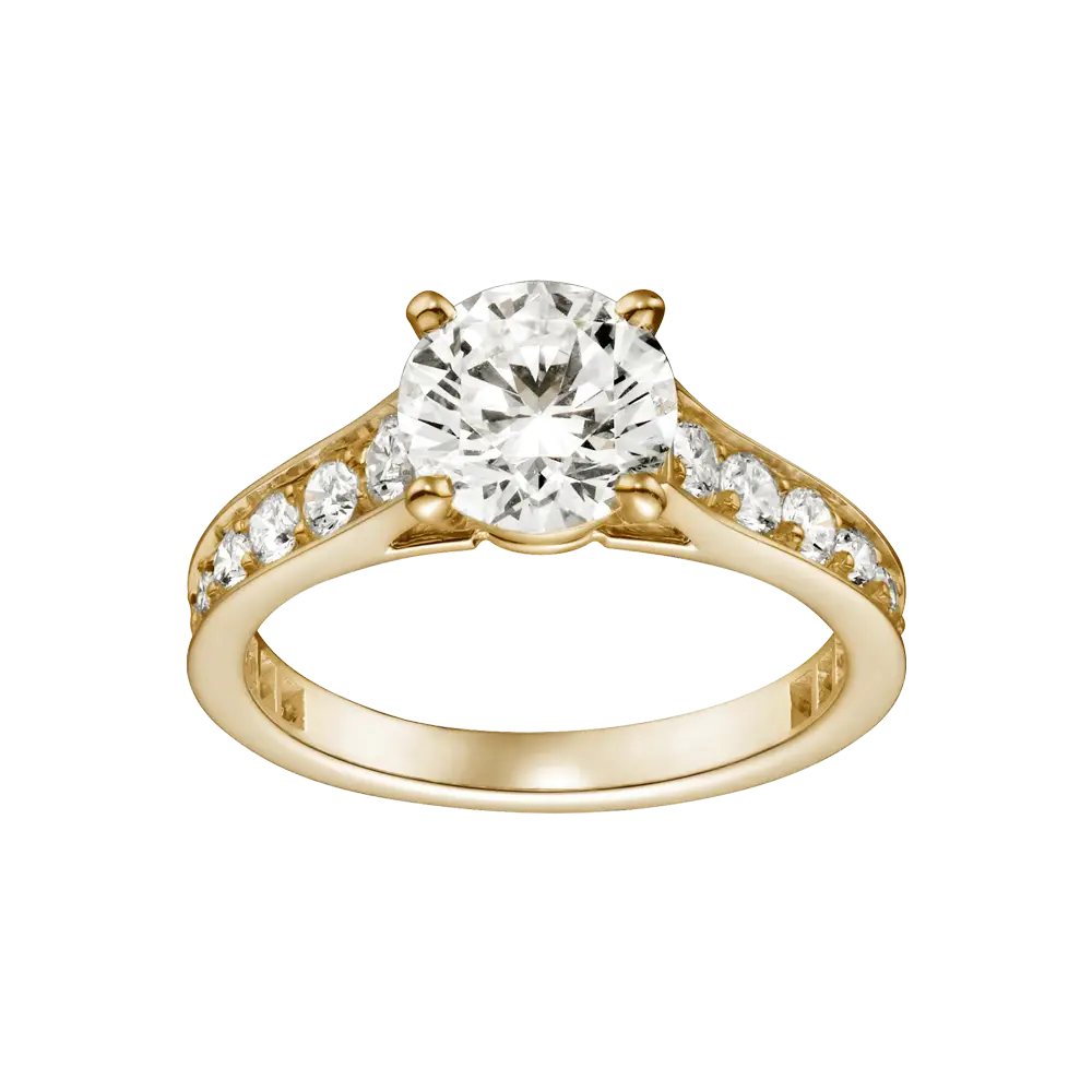 Golden Diamond Engagement Ring with Sparkles