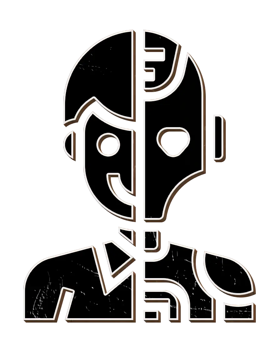 Black and White Cyborg Character